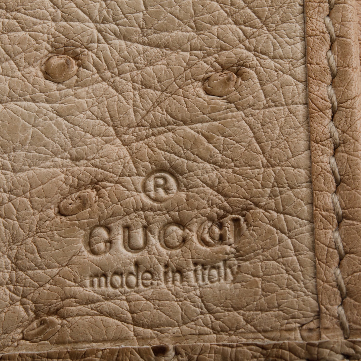 Gucci Beige Ostrich Interlocking G Britt Continental Wallet