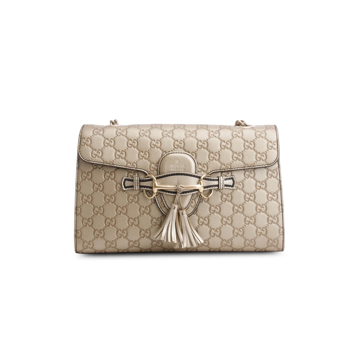 Gucci Metallic Brown Signature Leather Medium Emily Chain Shoulder Bag