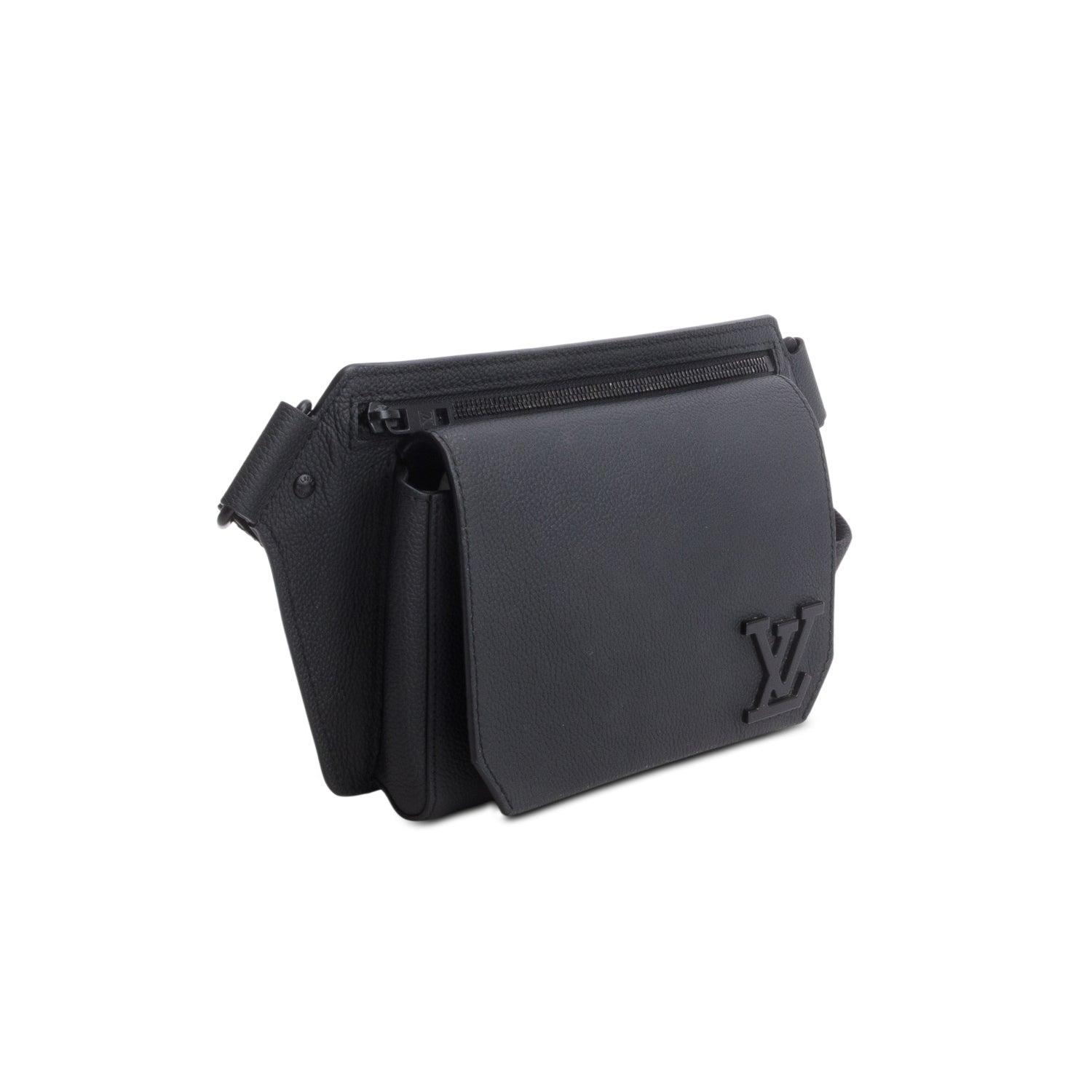 Louis Vuitton Black Grained Calfskin Aerogram Takeoff Sling Bag