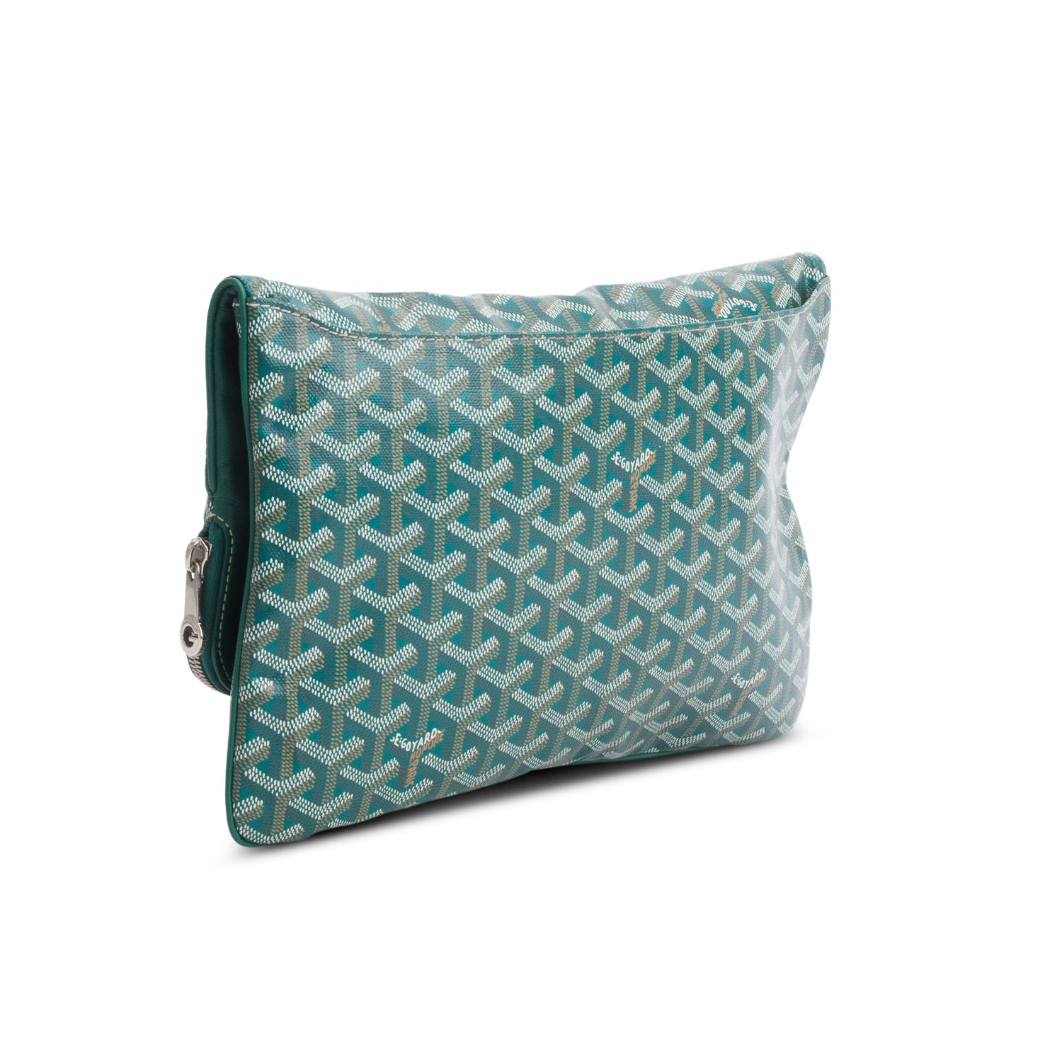 Goyard 2022 Green Leather & Monogram Canvas Sainte-Marie Foldable Clutch