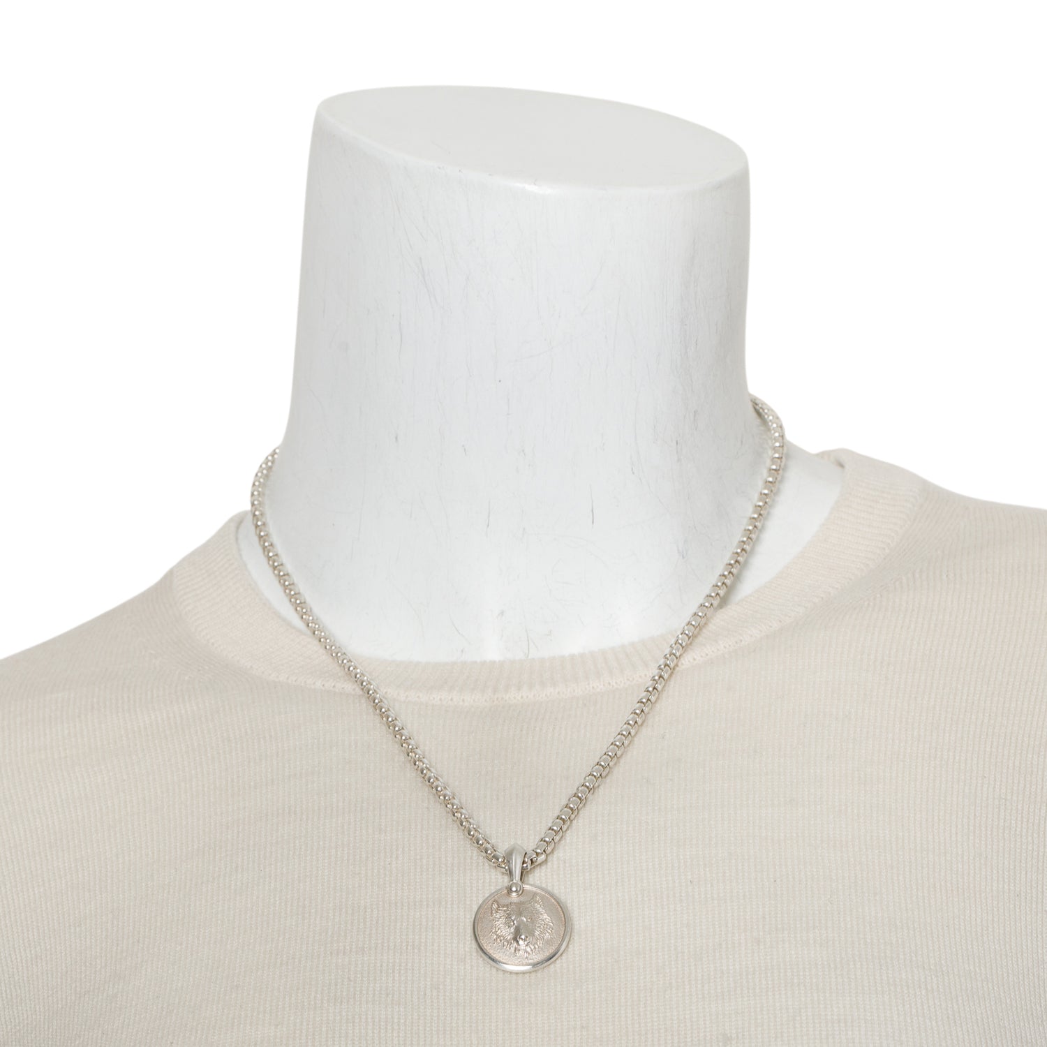 David Yurman Sterling Silver 21 MM Petrvs Wolf Amullet Pendant Necklace w/ Box