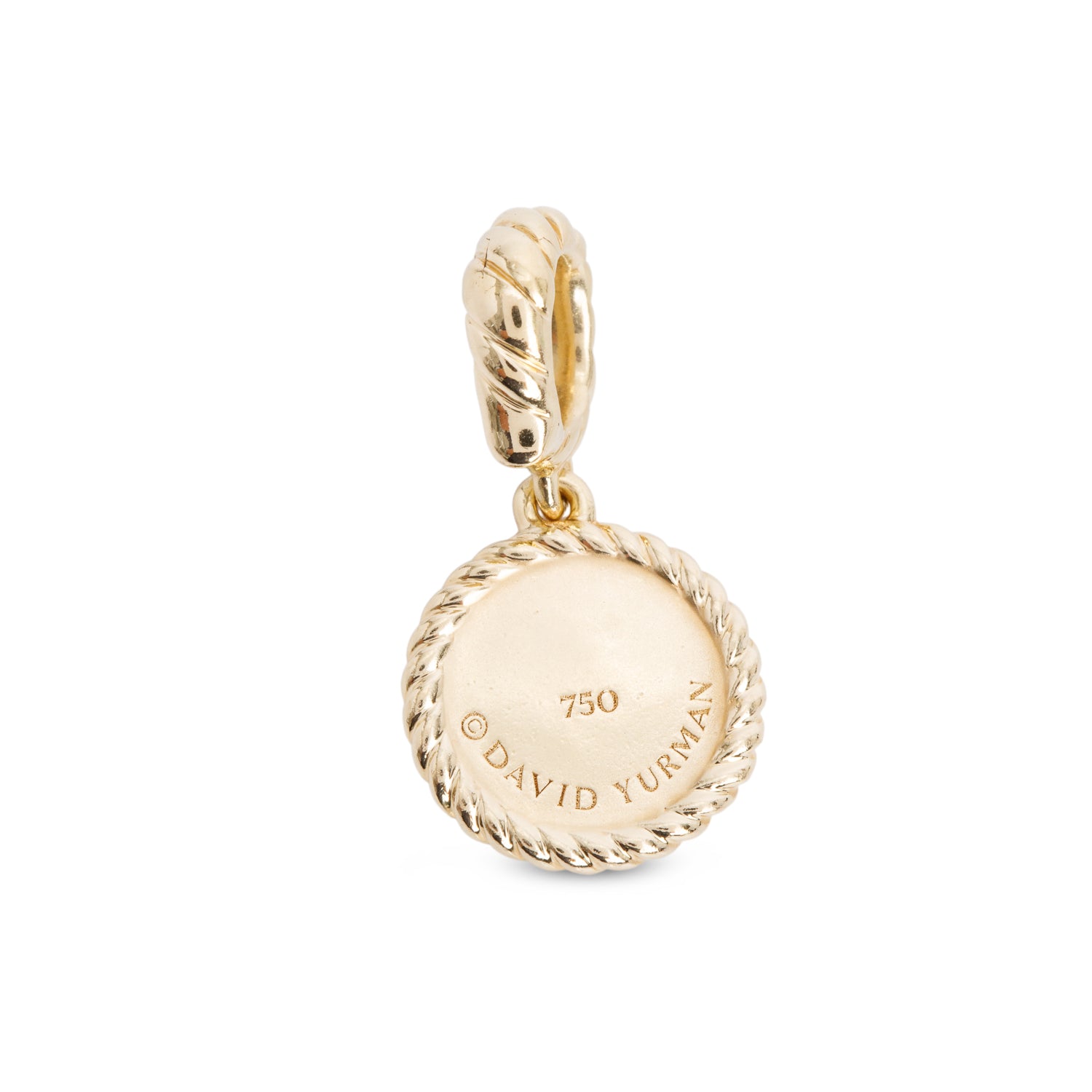 David Yurman 18k Yellow Gold Pave Emerald & Diamond Evil Eye Amulet Pendant, 11 mm w/ Box