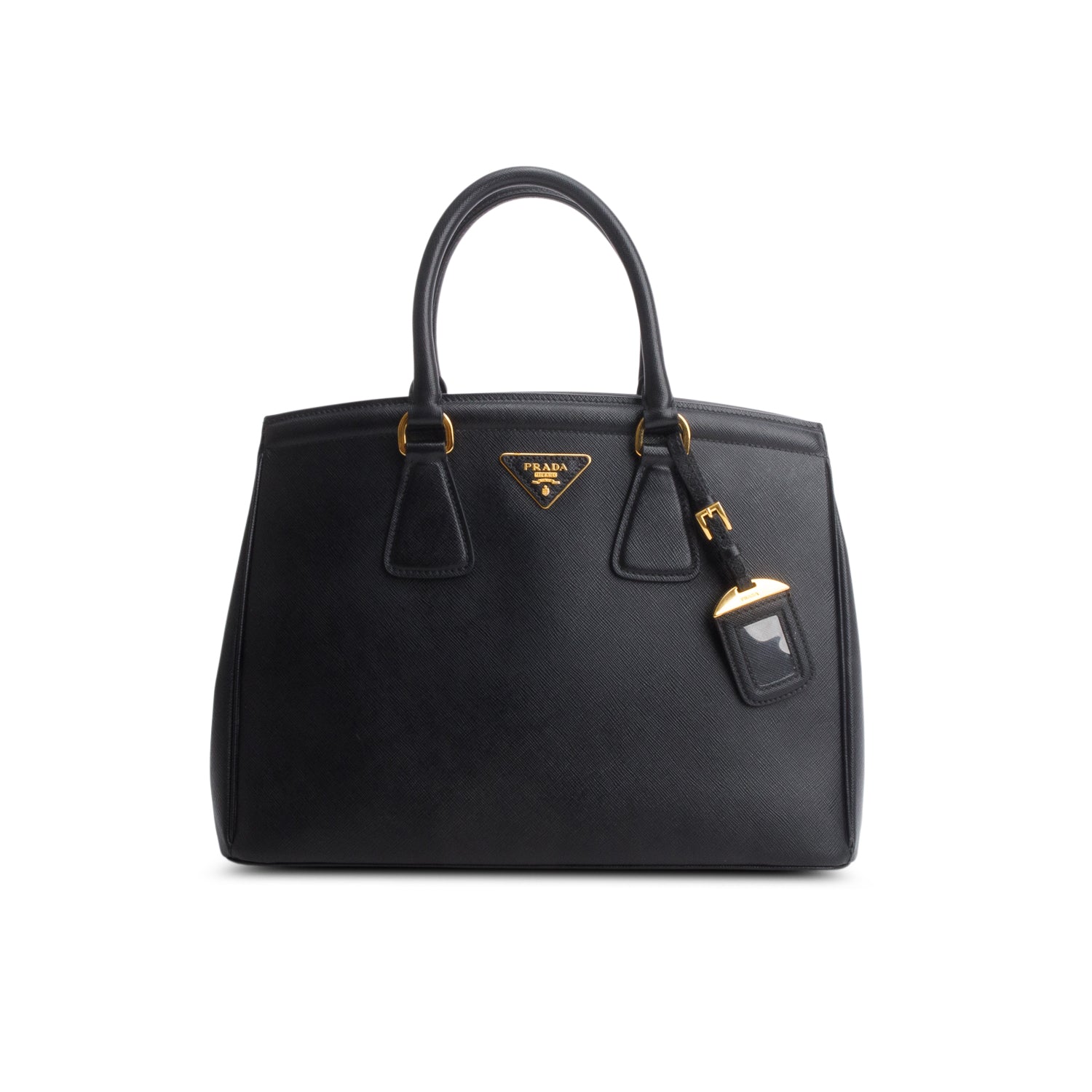Prada Black Saffiano Lux Medium Parabole Tote