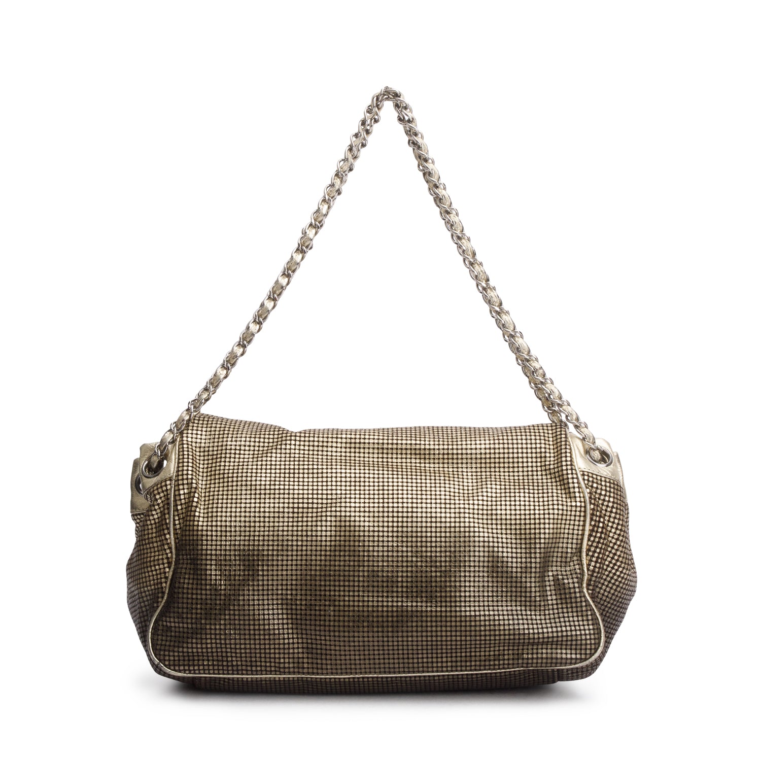 Chanel Gold Metallic Perforated Lambskin Hollywood Accordion Flap Bag w/ Authenticity Card