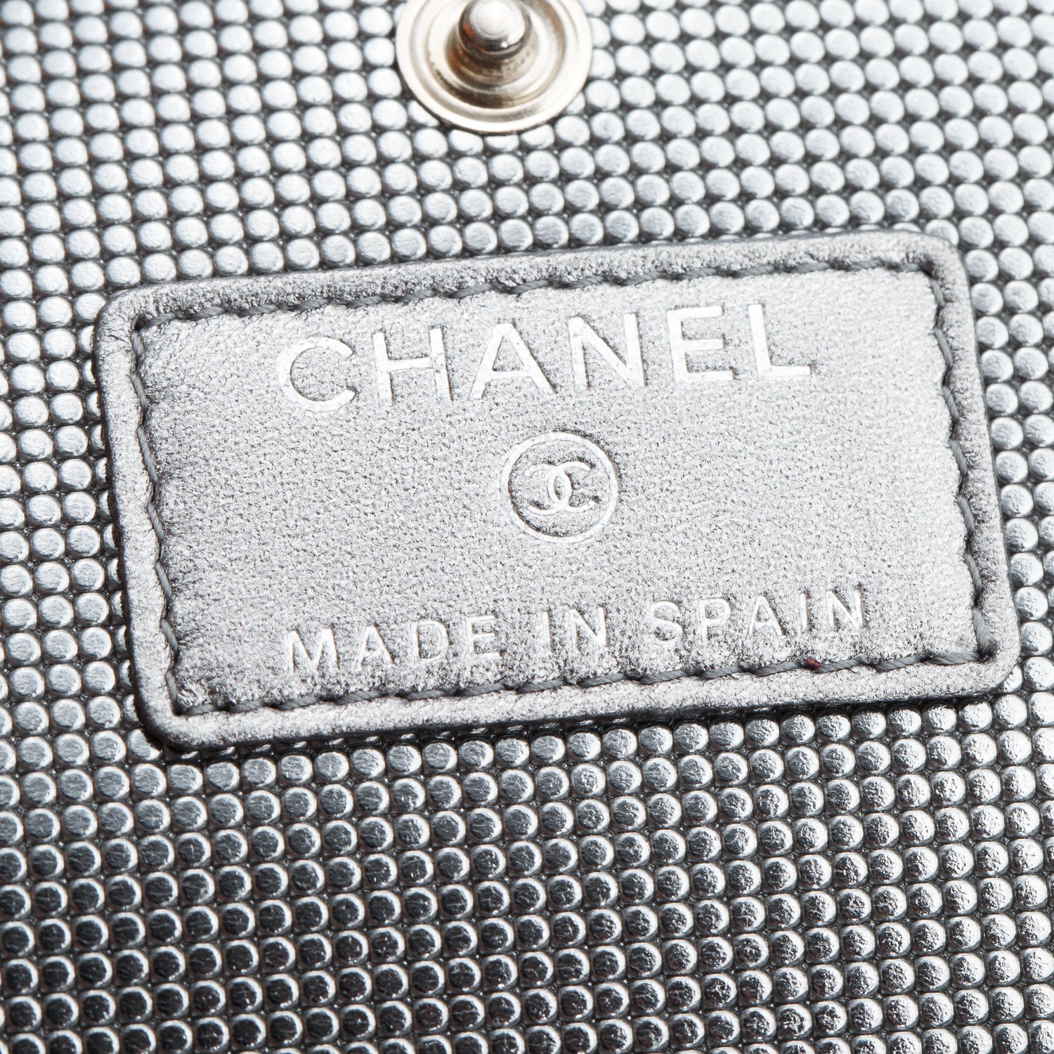 Chanel Silver Metallic Calfskin Quilted Pixel Effect Large Flap Wallet w/ Box & Authenticity Card