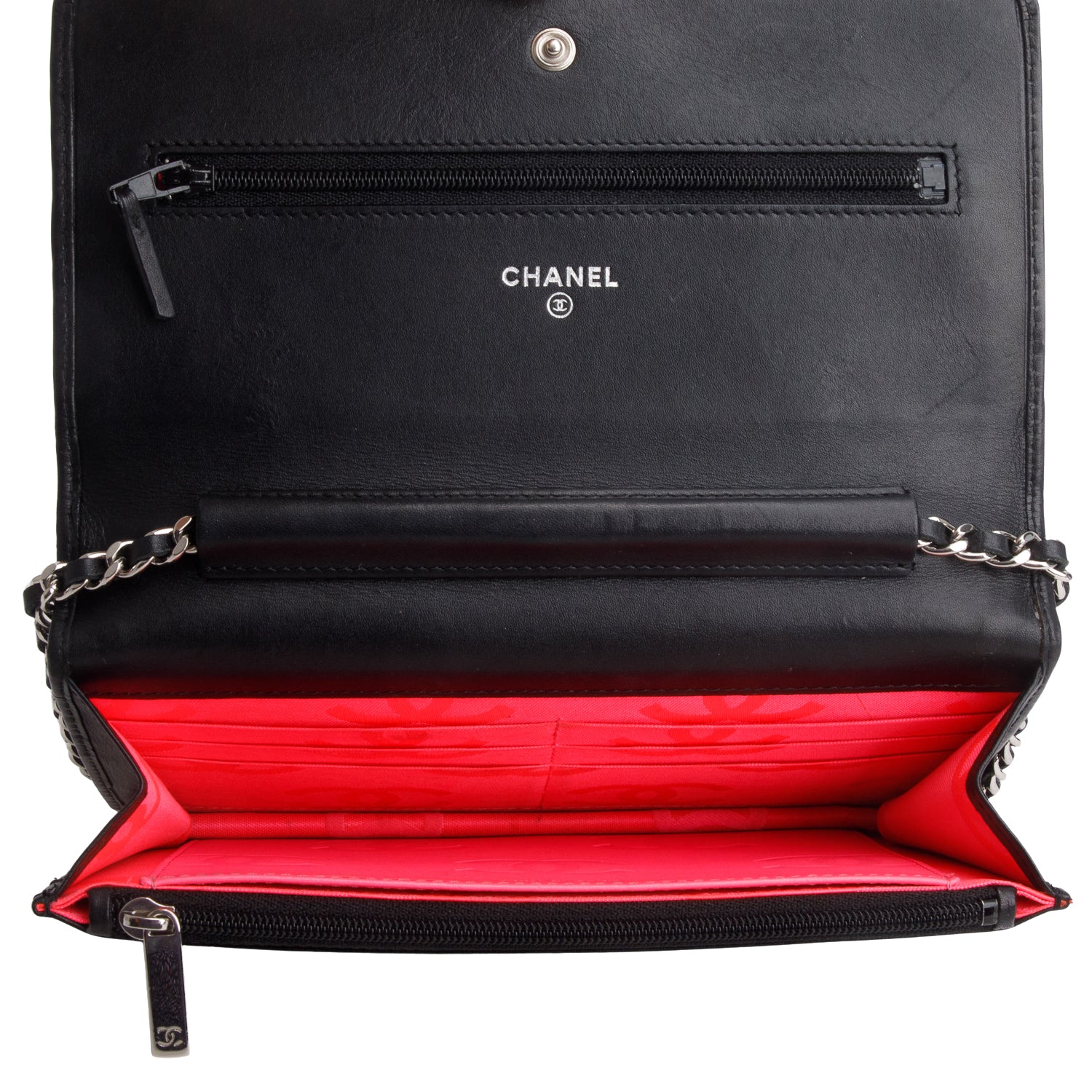 Chanel Black Calfskin Quilted Cambon Wallet on Chain