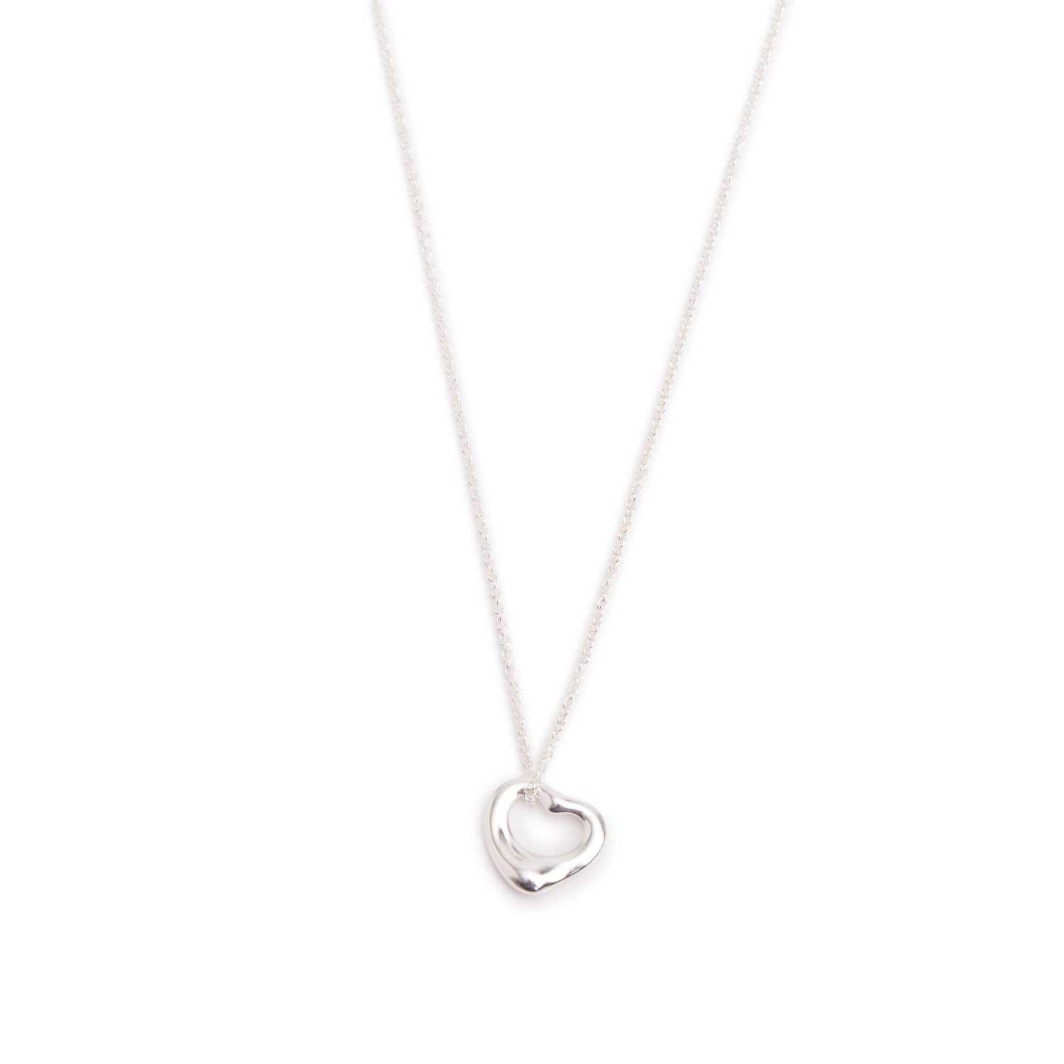 Tiffany & Co. Elsa Peretti Sterling Silver Mini Open Heart Pendant Necklace, 11 MM