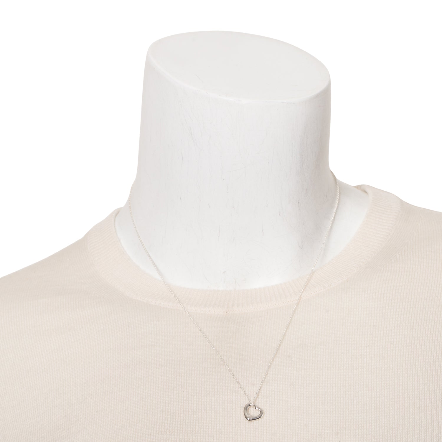 Tiffany & Co. Elsa Peretti Sterling Silver Mini Open Heart Pendant Necklace, 11 MM
