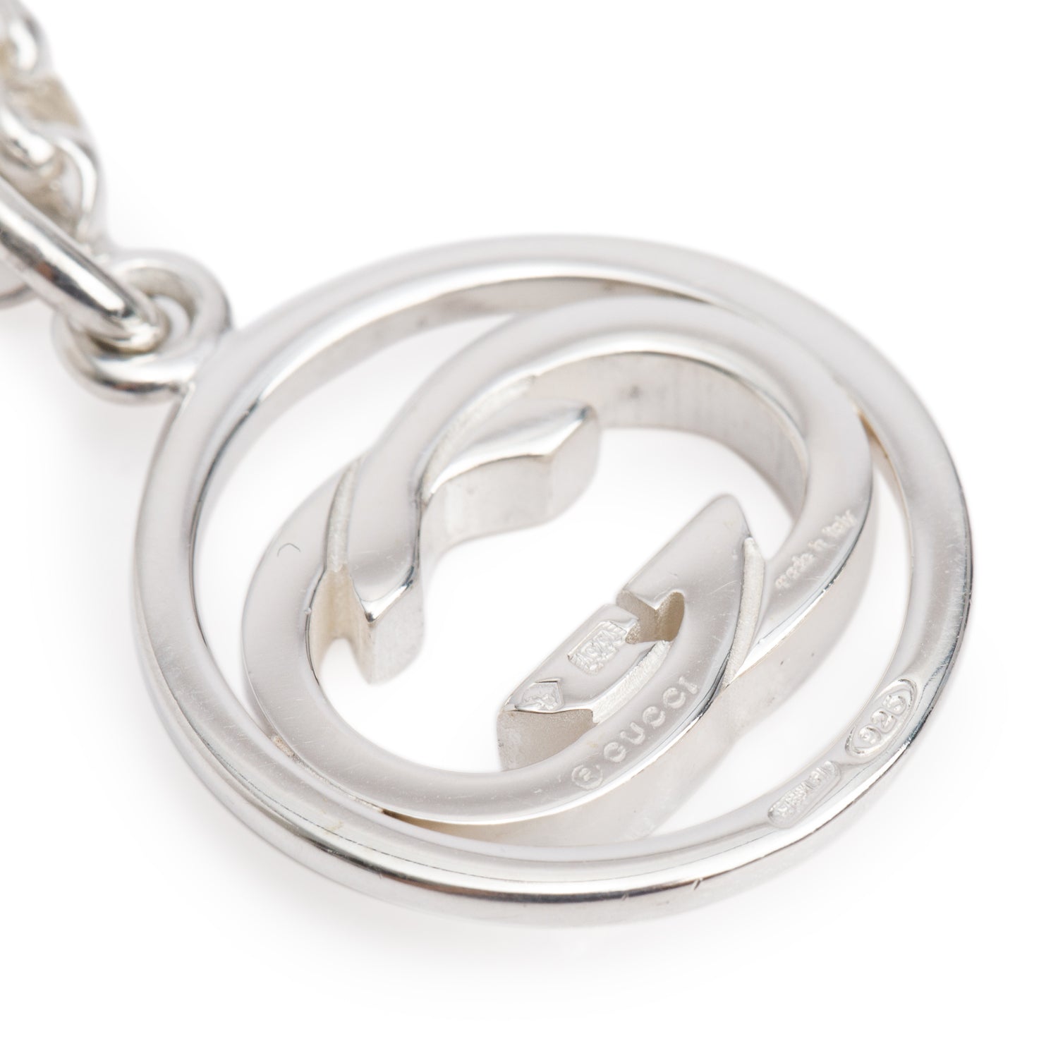Gucci Sterling Silver GG Logo Pendant Necklace