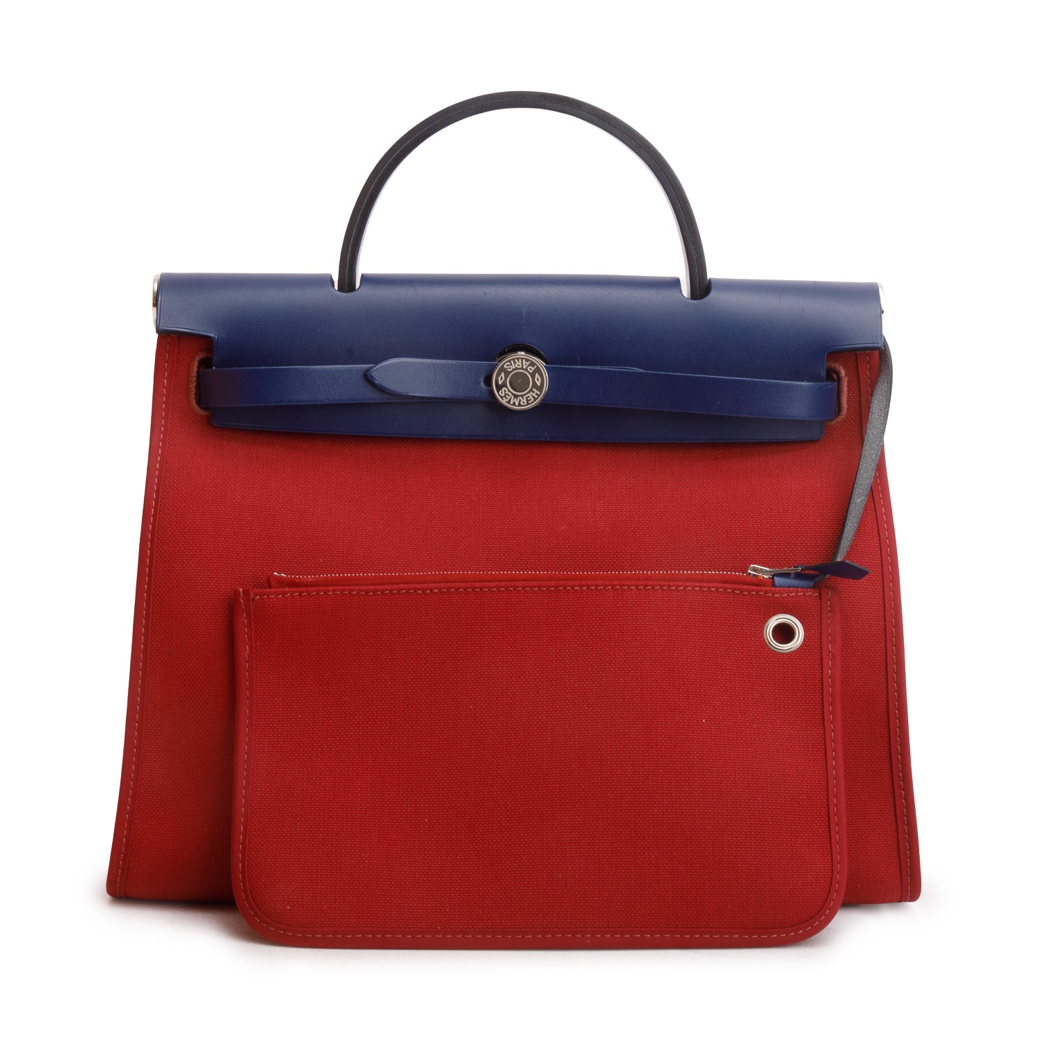 Hermes 2020 Rouge Grenat/Bleu Saphir Toile Militaire Vache Hunter Herbag Zip 31 w/ Box & Pouch