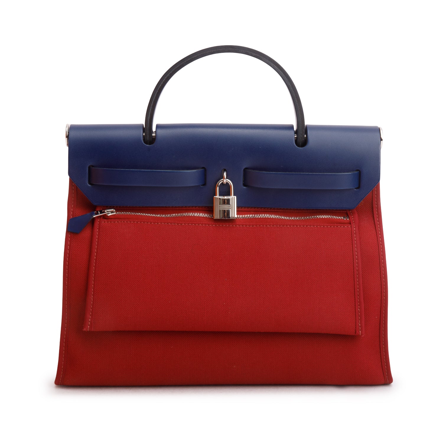 Hermes 2020 Rouge Grenat/Bleu Saphir Toile Militaire Vache Hunter Herbag Zip 31 w/ Box & Pouch