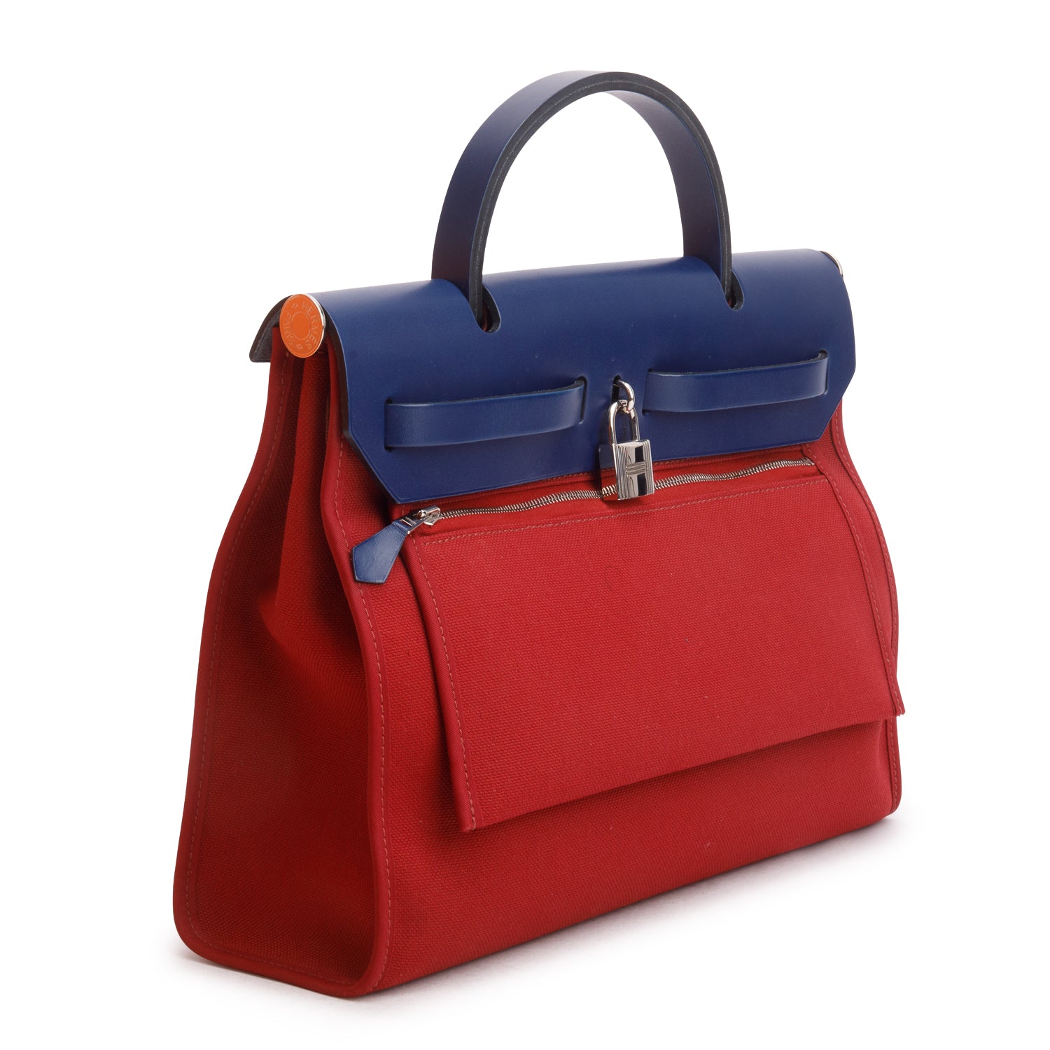 Hermes 2020 Rouge Grenat/Bleu Saphir Toile Militaire Vache Hunter Herbag Zip 31 w/ Box & Pouch
