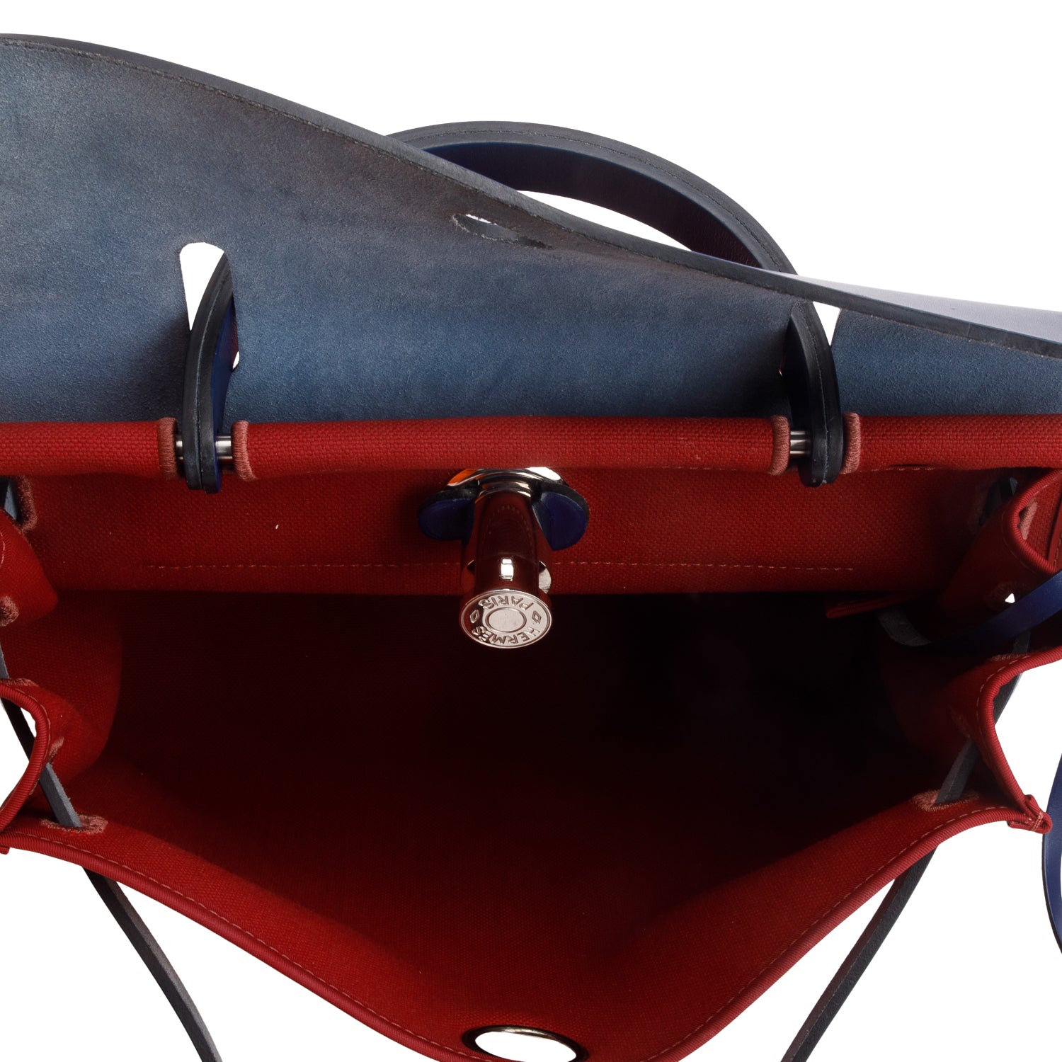 Hermes 2020 Rouge Grenat/Bleu Saphir Toile Militaire Vache Hunter Herbag Zip 31 w/ Box & Pouch