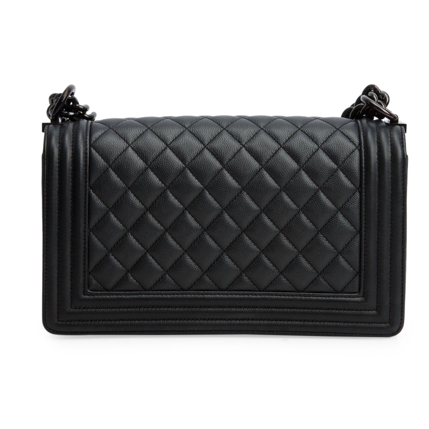 Chanel So Black Caviar Quilted Medium Boy Bag w/ Box & Authenticity Card