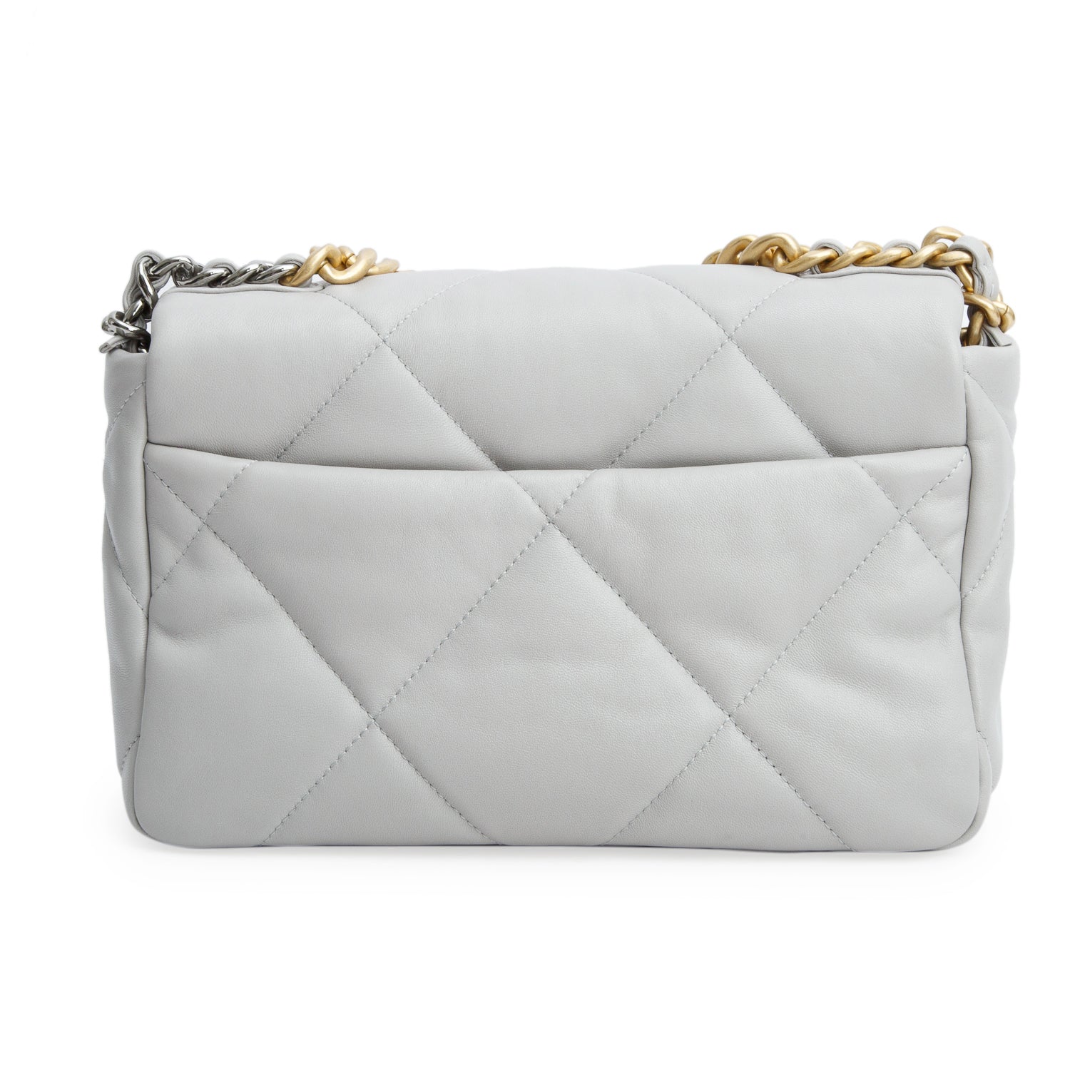 Chanel Grey Lambskin Leather Medium 19 Flap Bag w/ Box