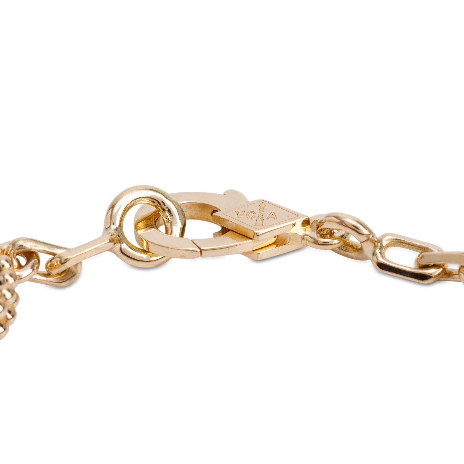 Van Cleef & Arpels 2024 18k Yellow Gold Vintage Alhambra 5 Motif Onyx Bracelet w/ Box & Certificate