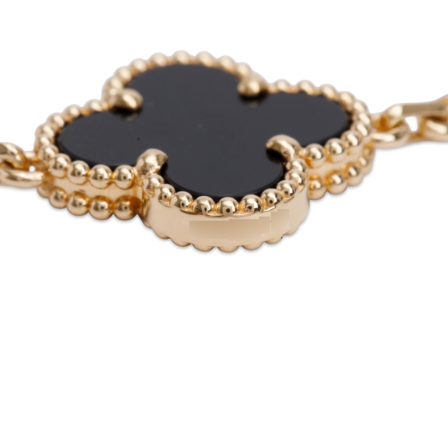 Van Cleef & Arpels 2024 18k Yellow Gold Vintage Alhambra 5 Motif Onyx Bracelet w/ Box & Certificate