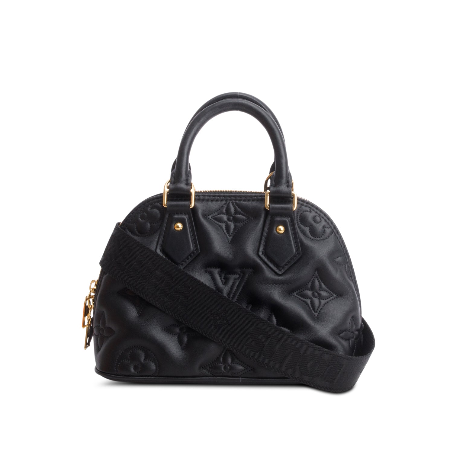 Louis Vuitton Black Calfskin Bubblegram Alma BB w/ Box & Strap