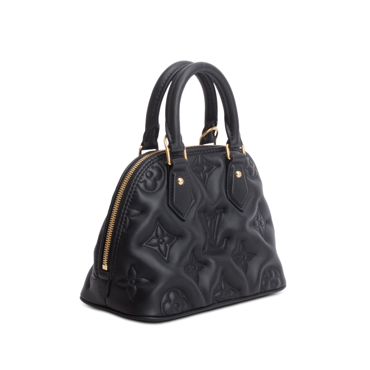 Louis Vuitton Black Calfskin Bubblegram Alma BB w/ Box & Strap