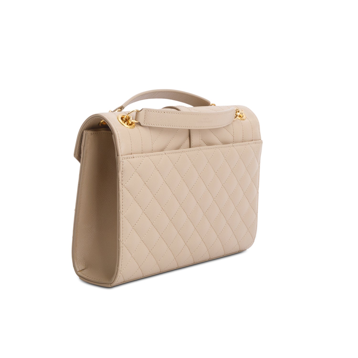 Saint Laurent 2021 Beige Grain De Poudre Matelasse Medium Triquilt Monogram Satchel w Box