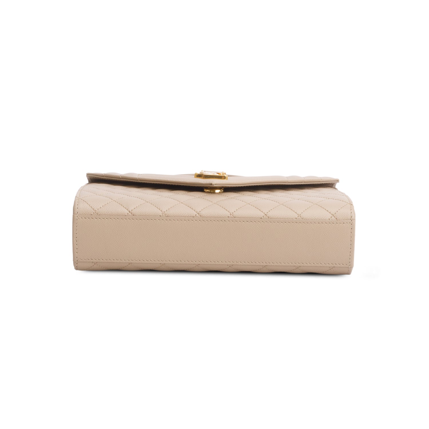 Saint Laurent 2021 Beige Grain De Poudre Matelasse Medium Triquilt Monogram Satchel w Box