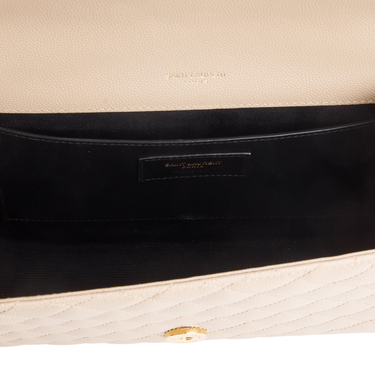 Saint Laurent 2021 Beige Grain De Poudre Matelasse Medium Triquilt Monogram Satchel w Box