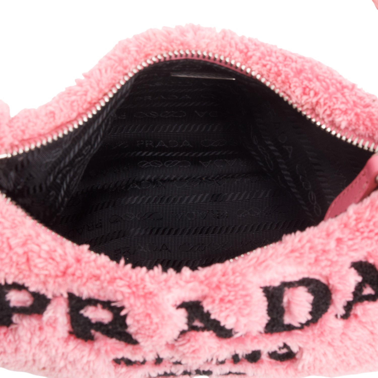 Prada 2021 Pink Terry Cloth Mini Re-Edition 2000 Bag w/ Box & Authenticity Card