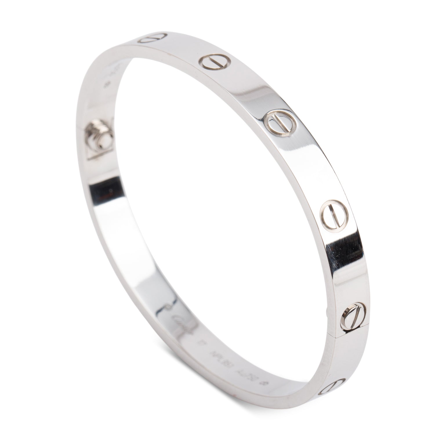 Cartier 2021 18k White Gold Love Bracelet, Classic Model, Size 17 w/ Certificate