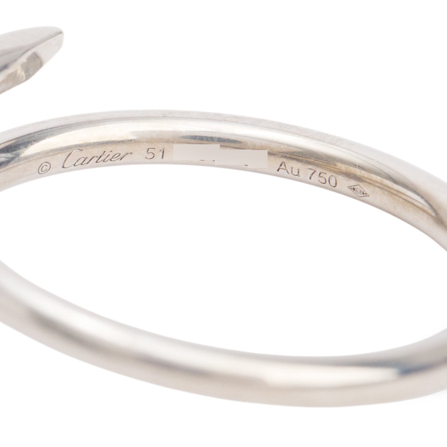 Cartier 2022 18k White Gold Juste Un Clou Ring, Small Model, Size 51 5.25 w/ Box & Certificate