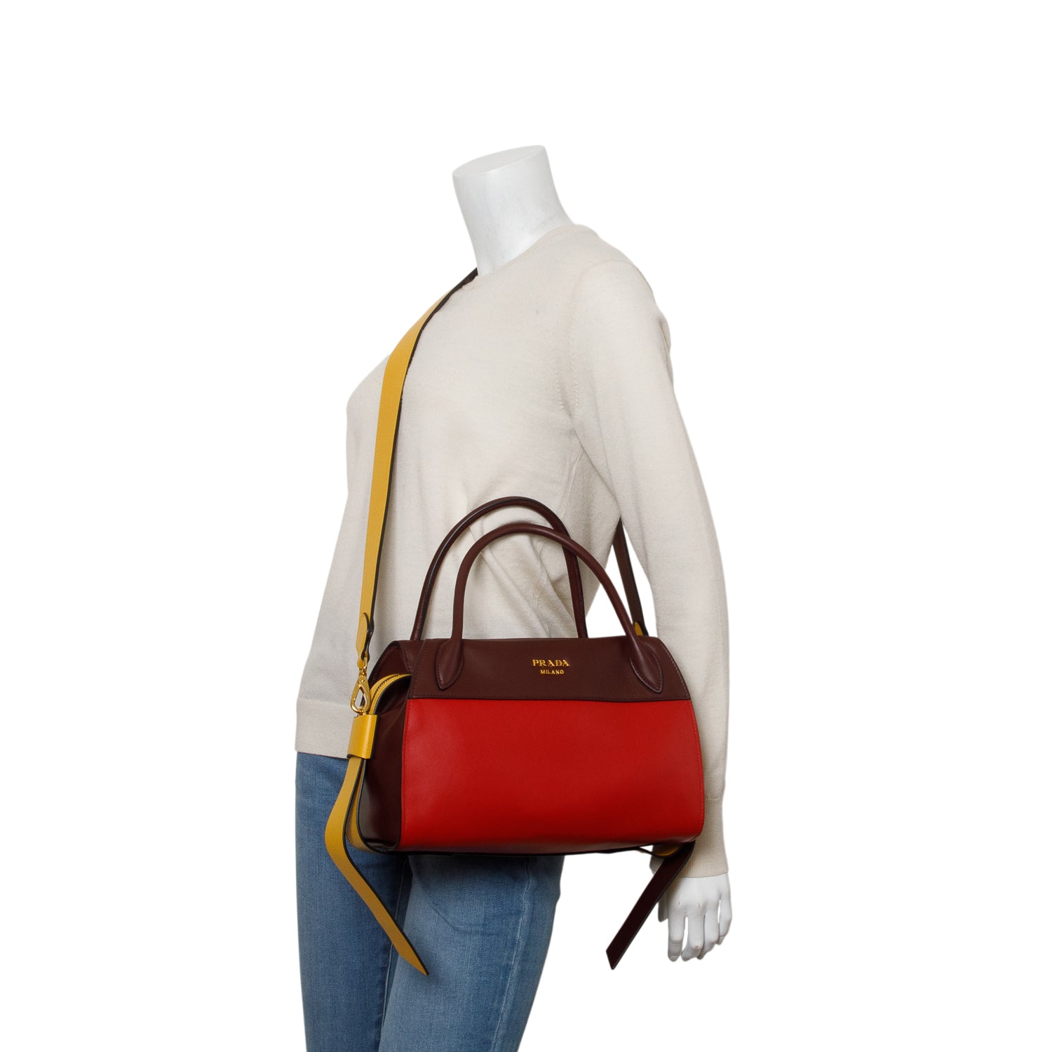 Prada Tri-Color City Calf Ribbon Bag w/ Strap