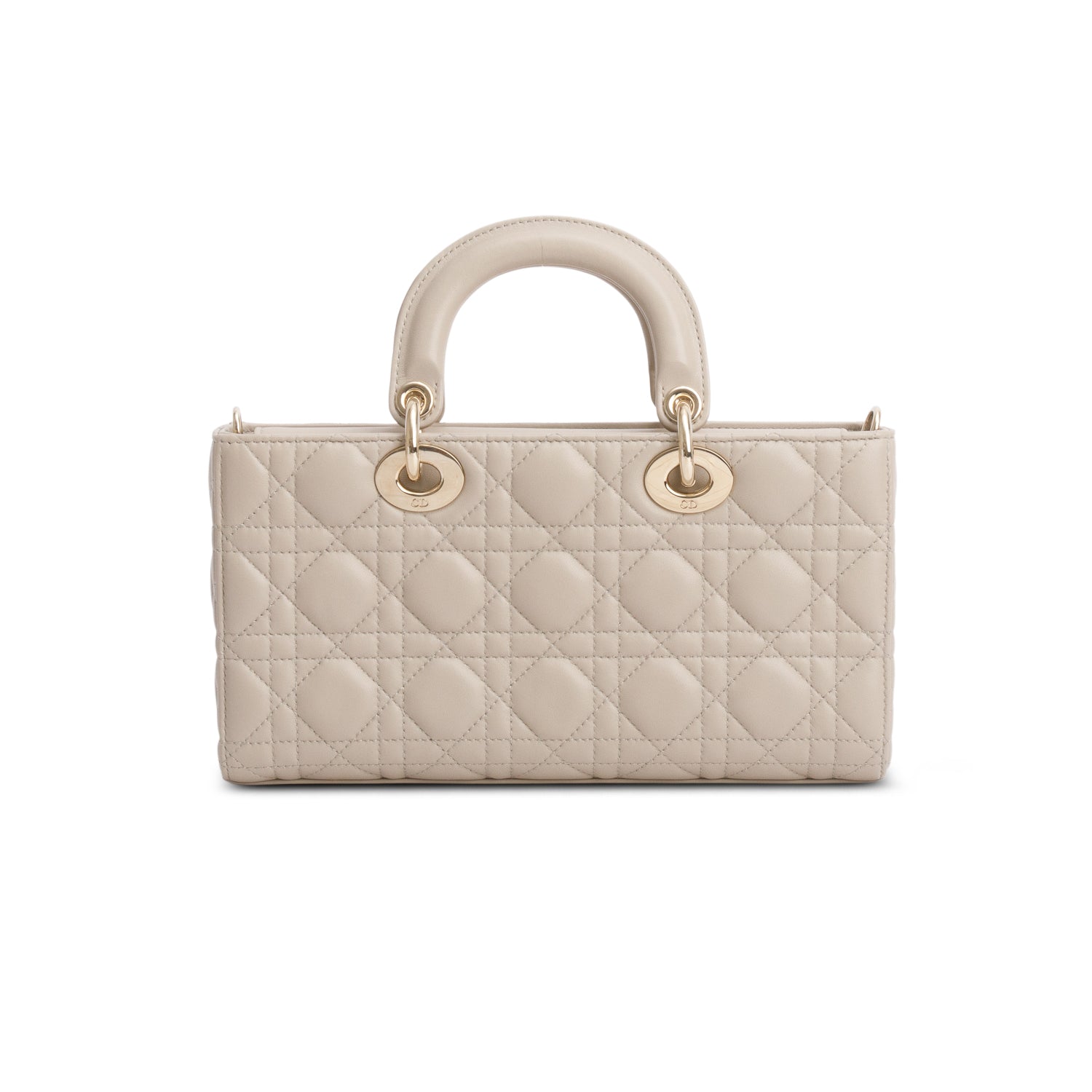 Christian Dior 2023 Beige Lambskin Cannage Medium Lady D-Joy w/ Box & Straps