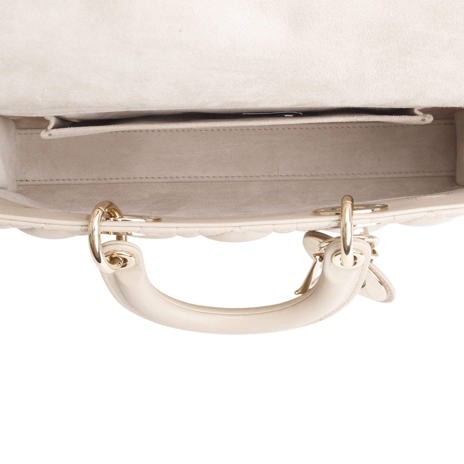 Christian Dior 2023 Beige Lambskin Cannage Medium Lady D-Joy w/ Box & Straps