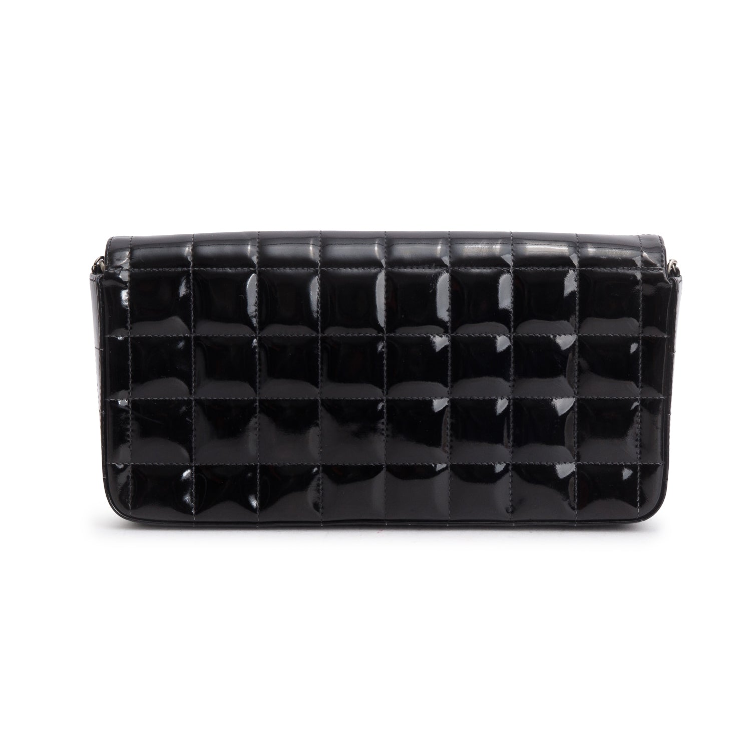 Chanel Black Patent Leather East West Chocolate Bar Flap