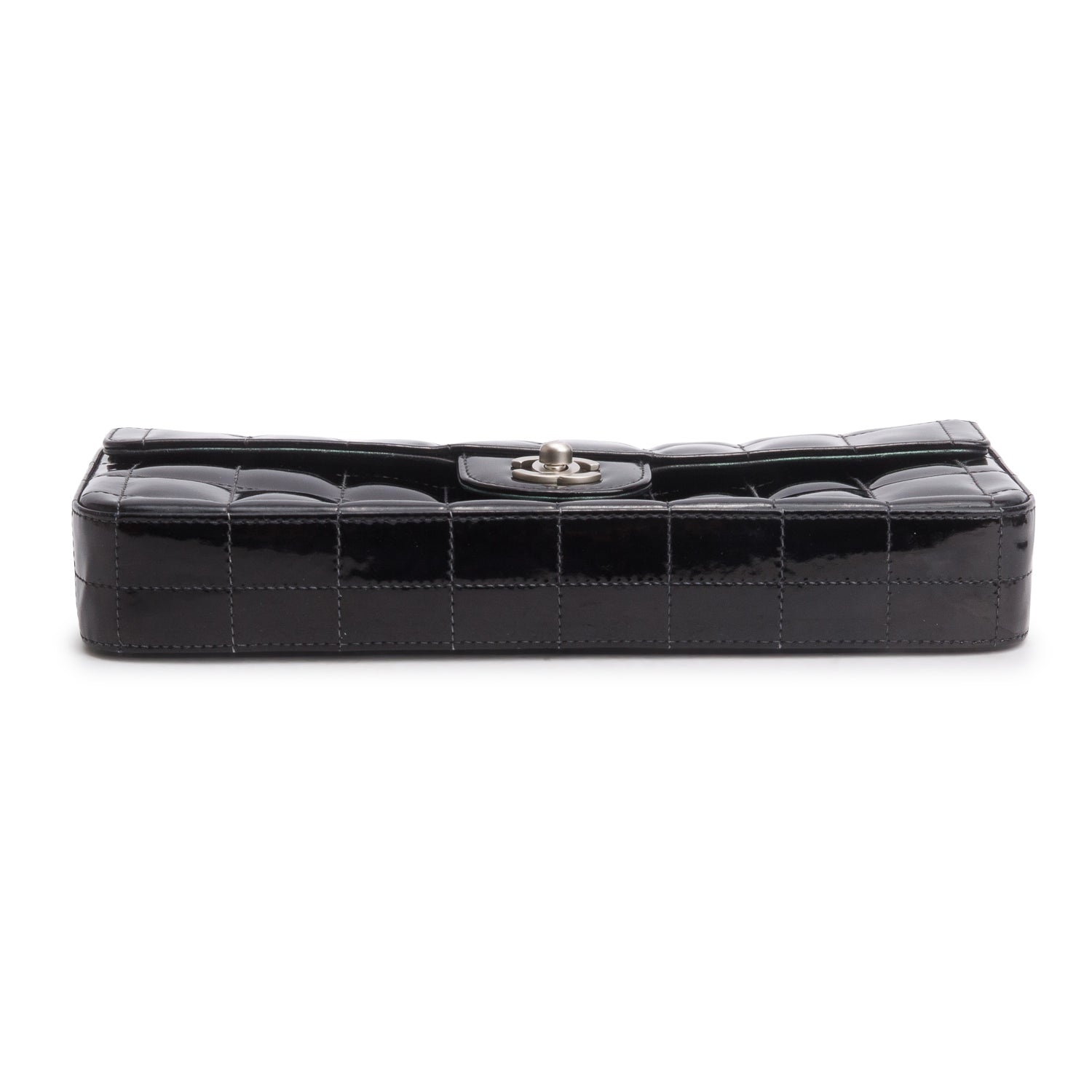 Chanel Black Patent Leather East West Chocolate Bar Flap