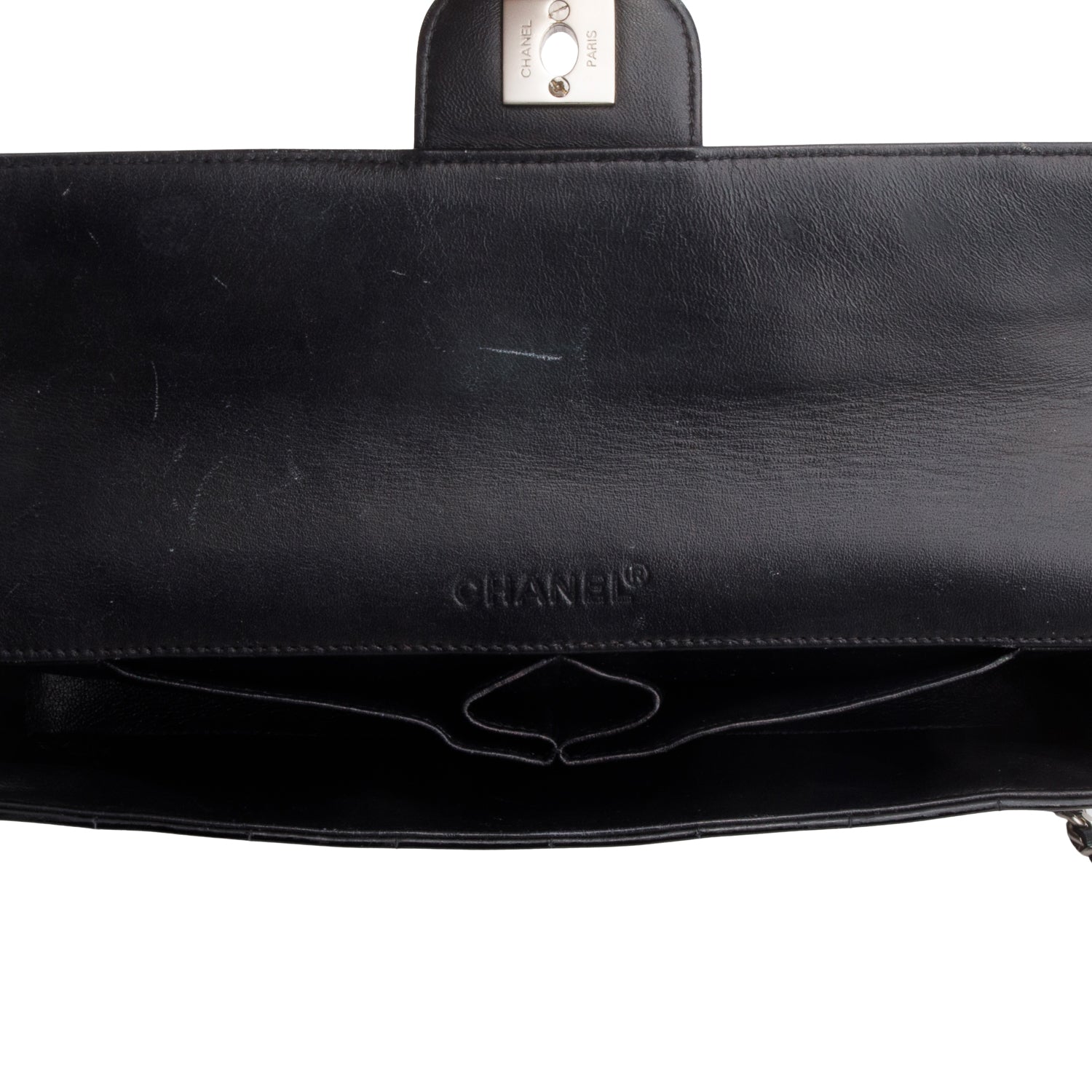 Chanel Black Patent Leather East West Chocolate Bar Flap