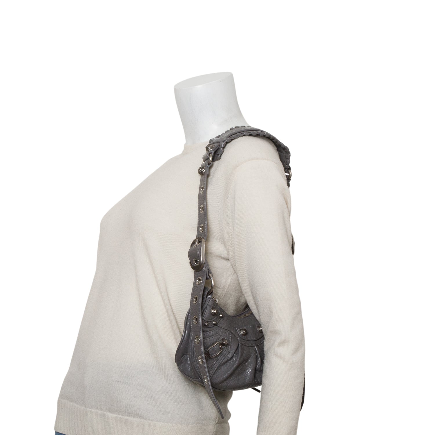 Balenciaga Grey Agneau Arena Le Cagole Shoulder Bag XS