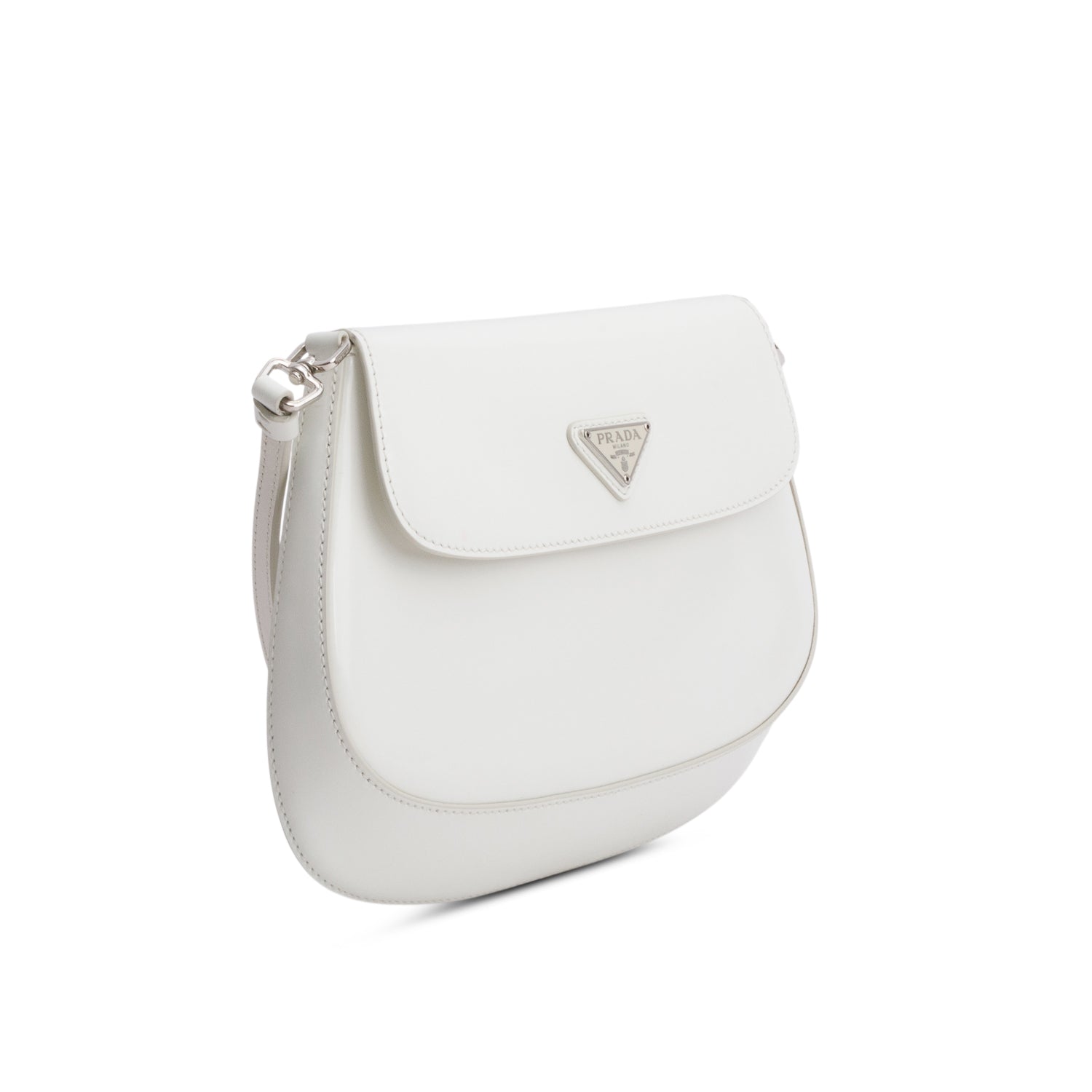 Prada White Spazzolato Small Cleo Shoulder Bag w/ Box