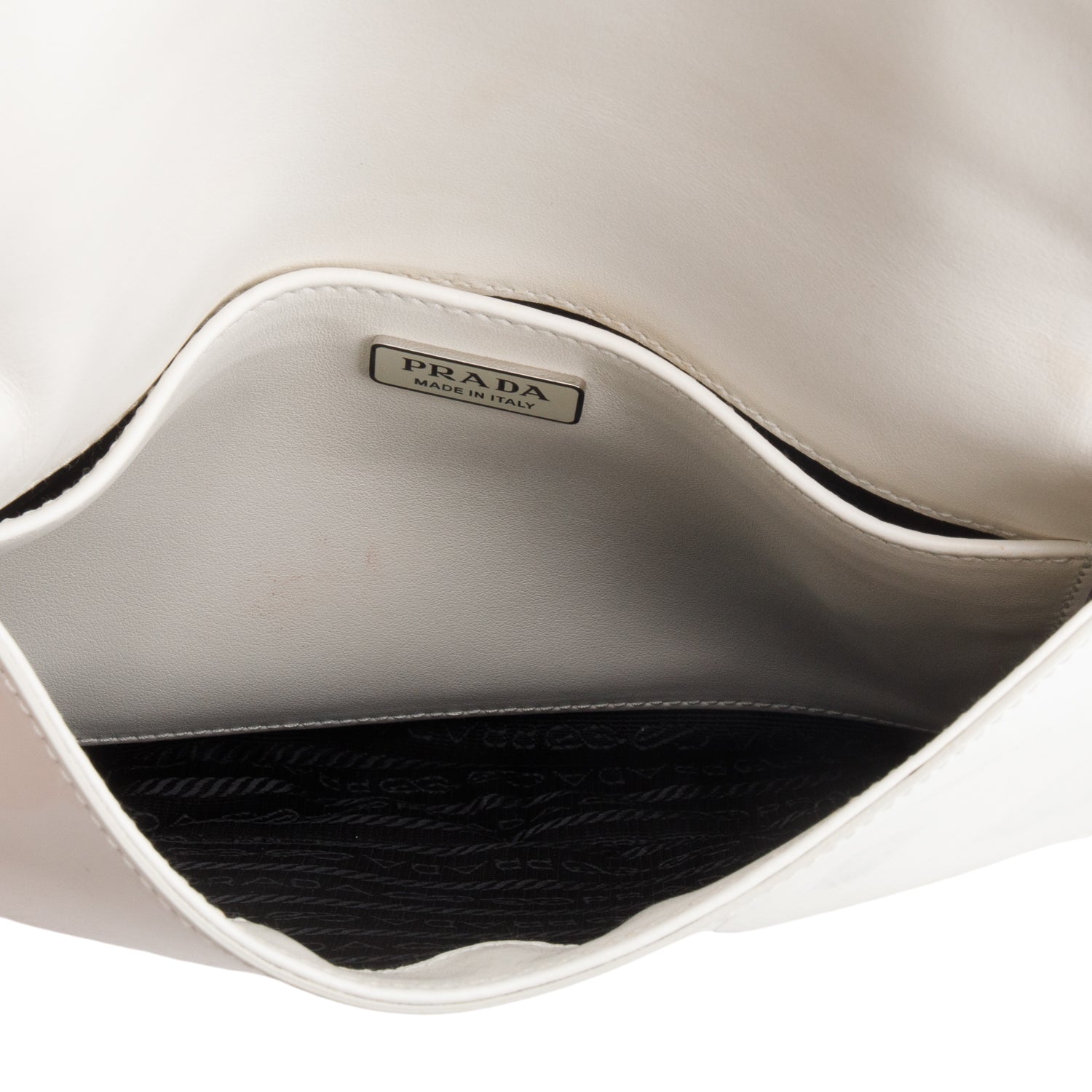 Prada White Spazzolato Small Cleo Shoulder Bag w/ Box
