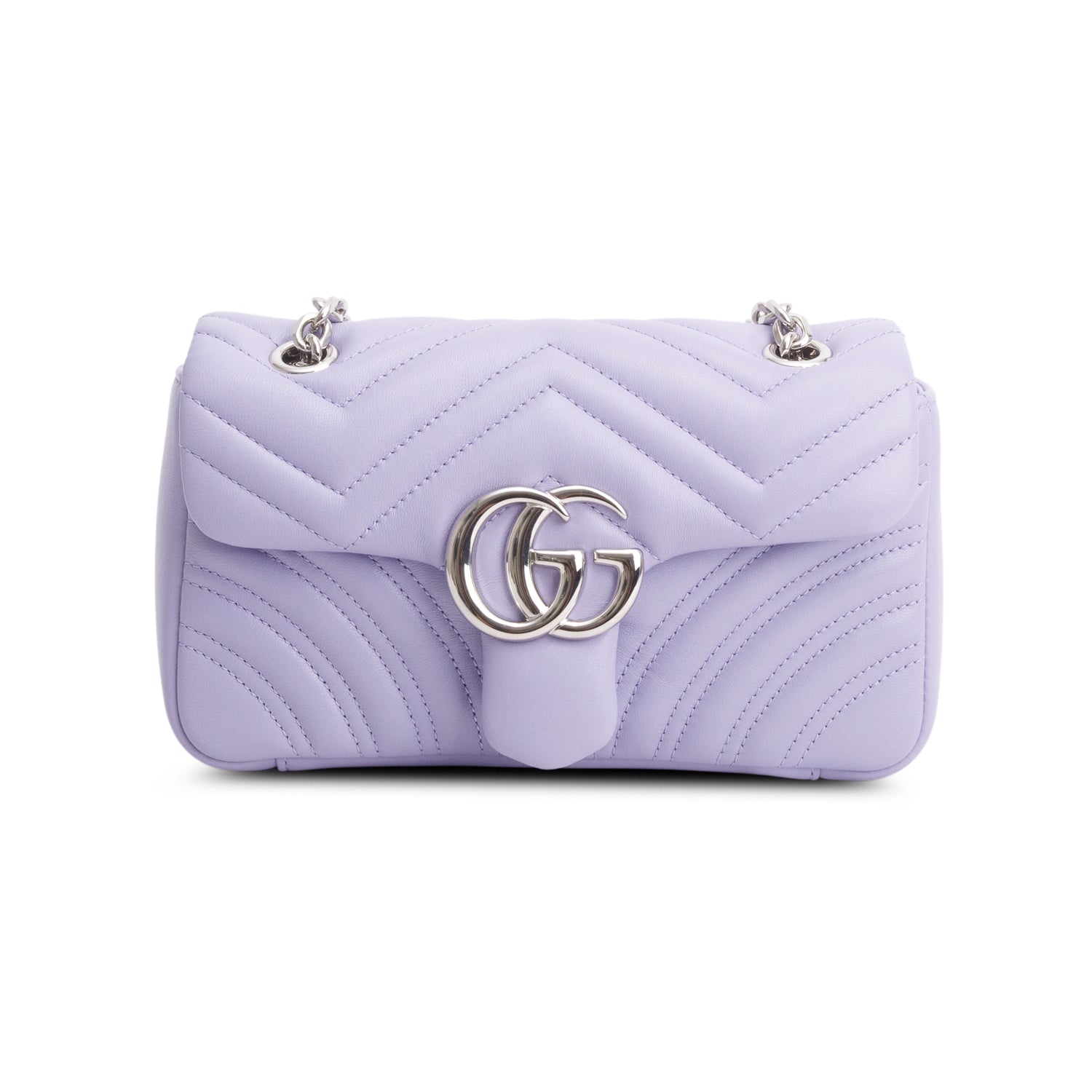 Gucci Purple Leather GG Marmont Small Shoulder Bag