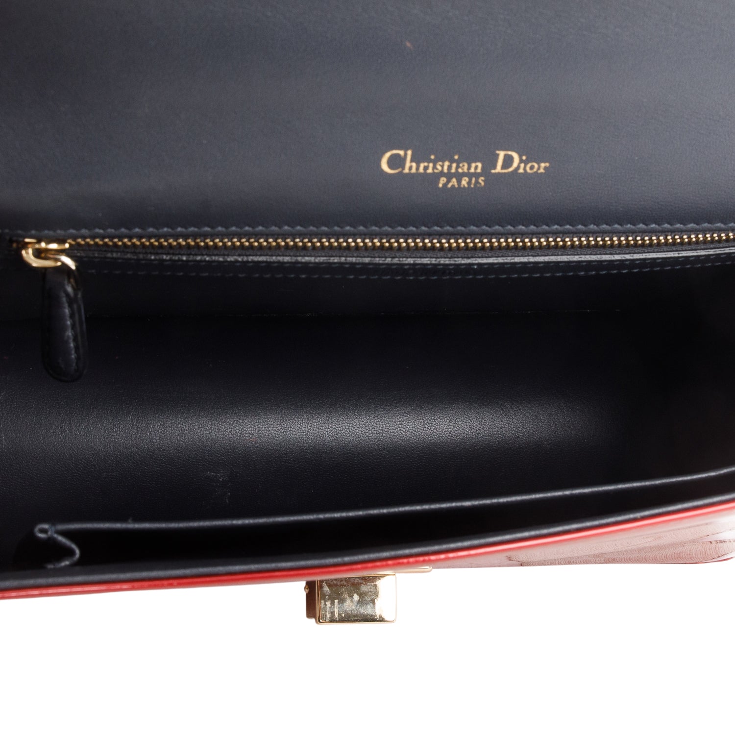 Christian Dior Red Metallic Patent Micro-Cannage Medium Diorama Flap Bag w/ Authenticity Card