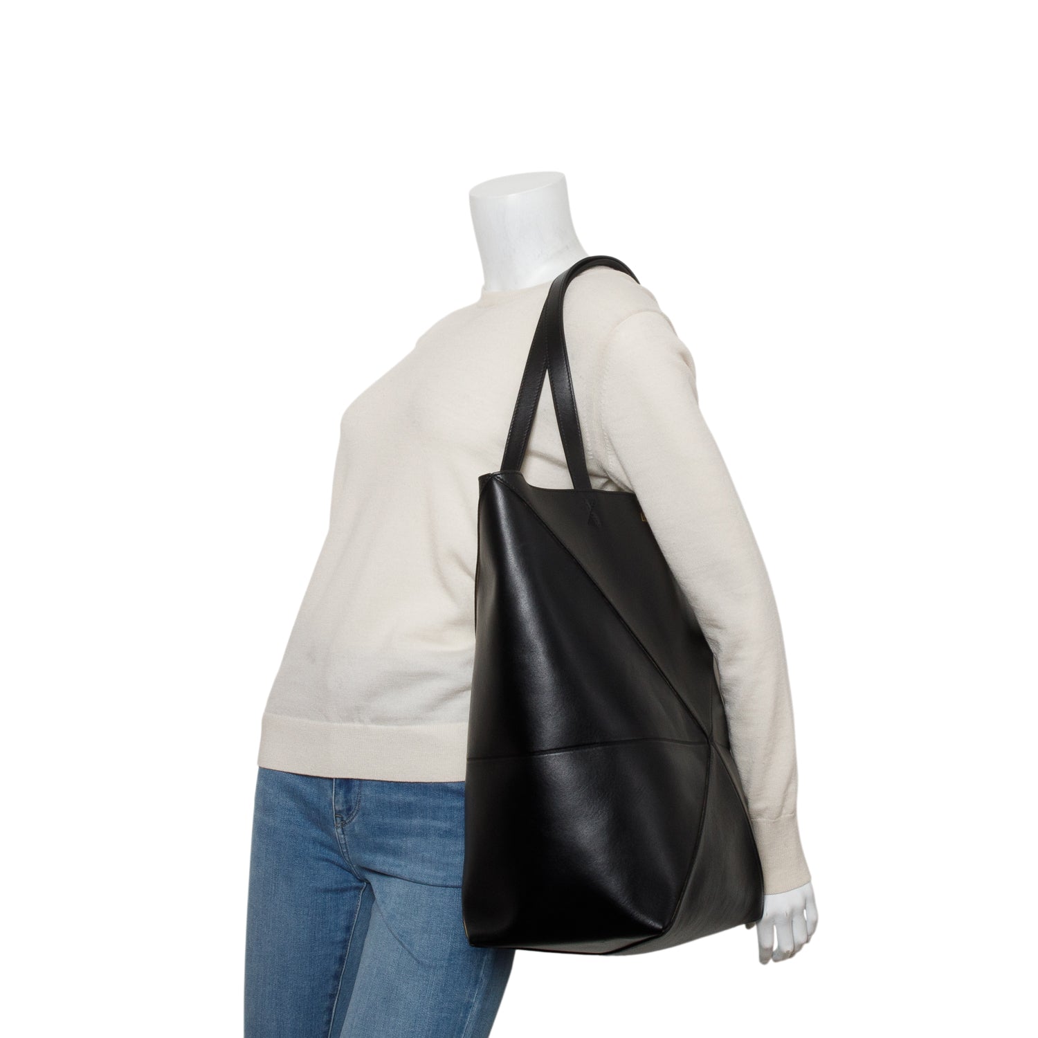 Loewe Black Shiny Calfskin XL Puzzle Fold Tote