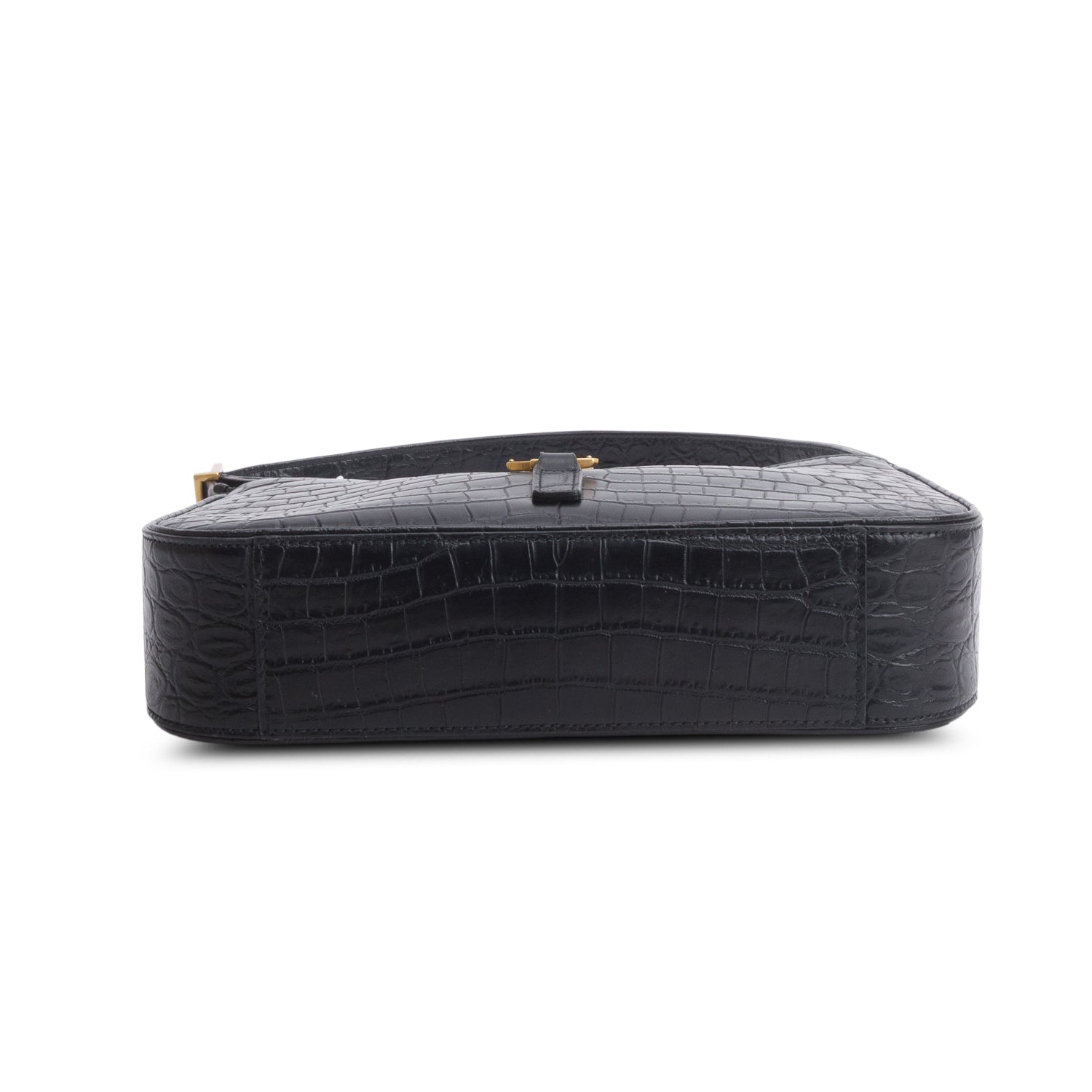 Saint Laurent 2023 Black Croc Embossed Le 5 a 7 Hobo