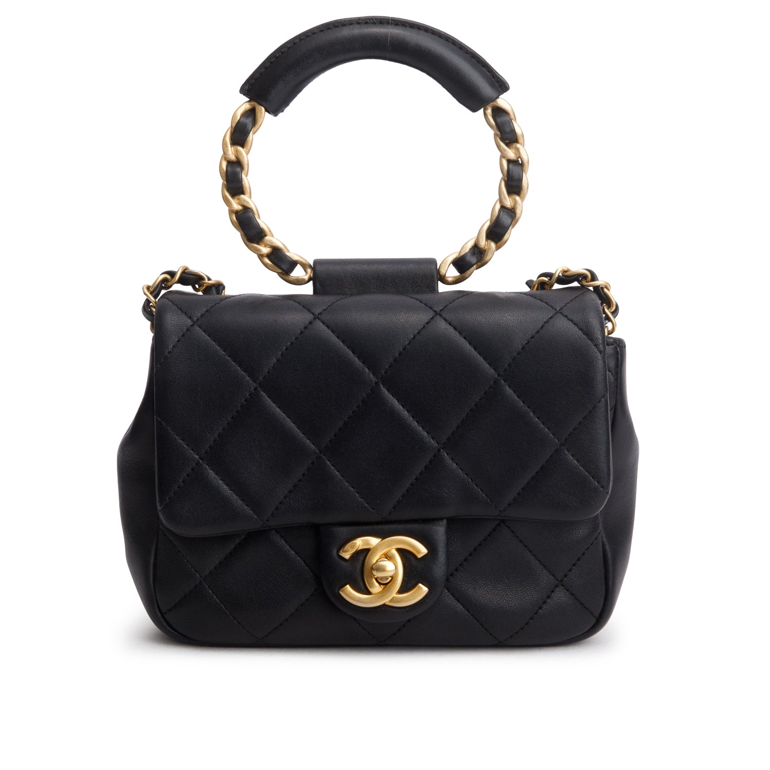 Chanel Black Quilted Lambskin Leather Small In The Loop Flap Bag w/ Authenticity Card