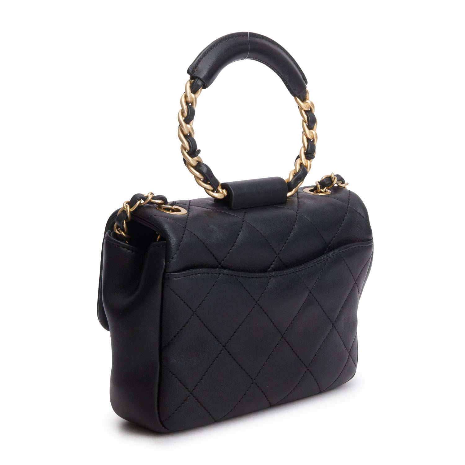 Chanel Black Quilted Lambskin Leather Small In The Loop Flap Bag w/ Authenticity Card