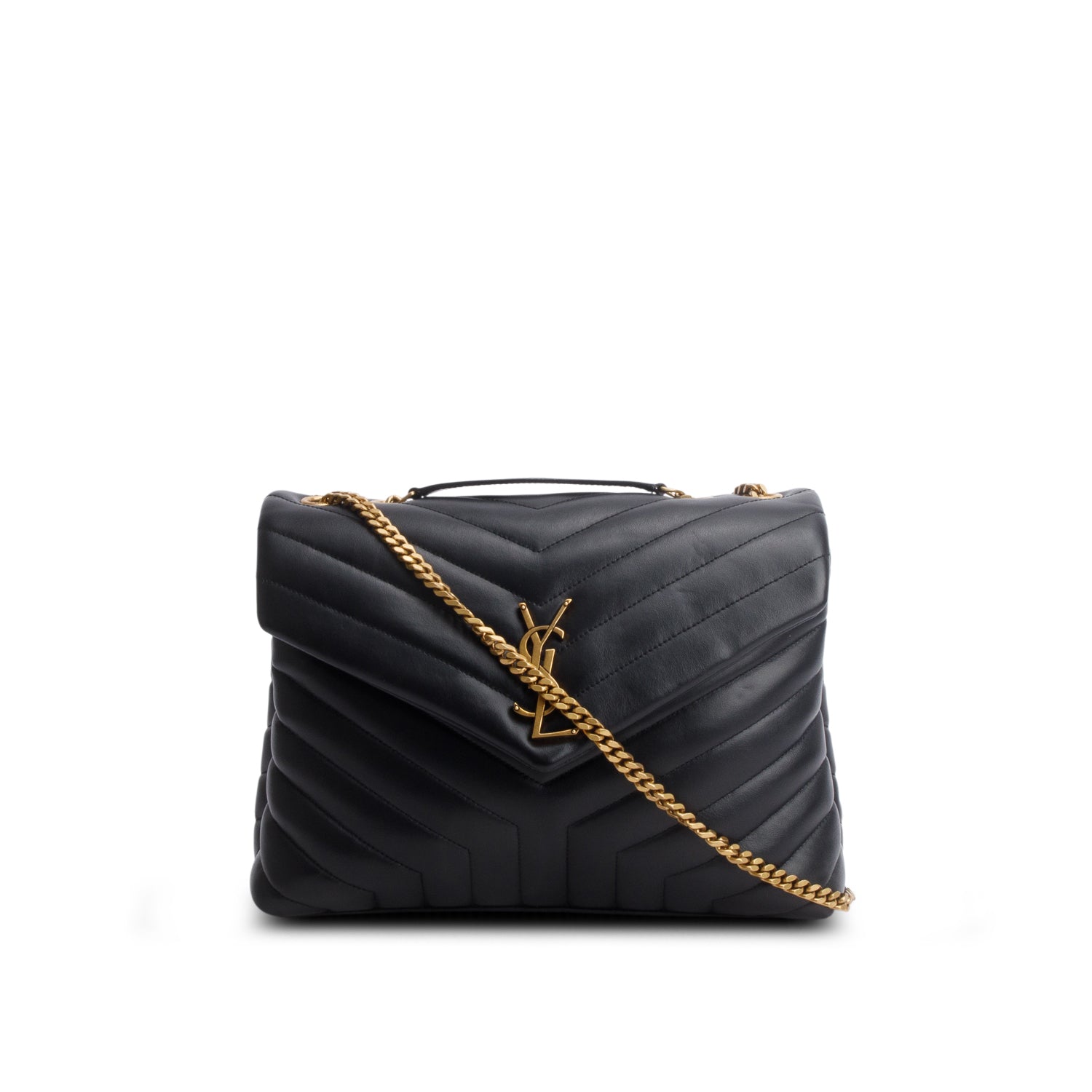 Saint Laurent Black Calfskin Y Quilted Medium Loulou Chain Satchel