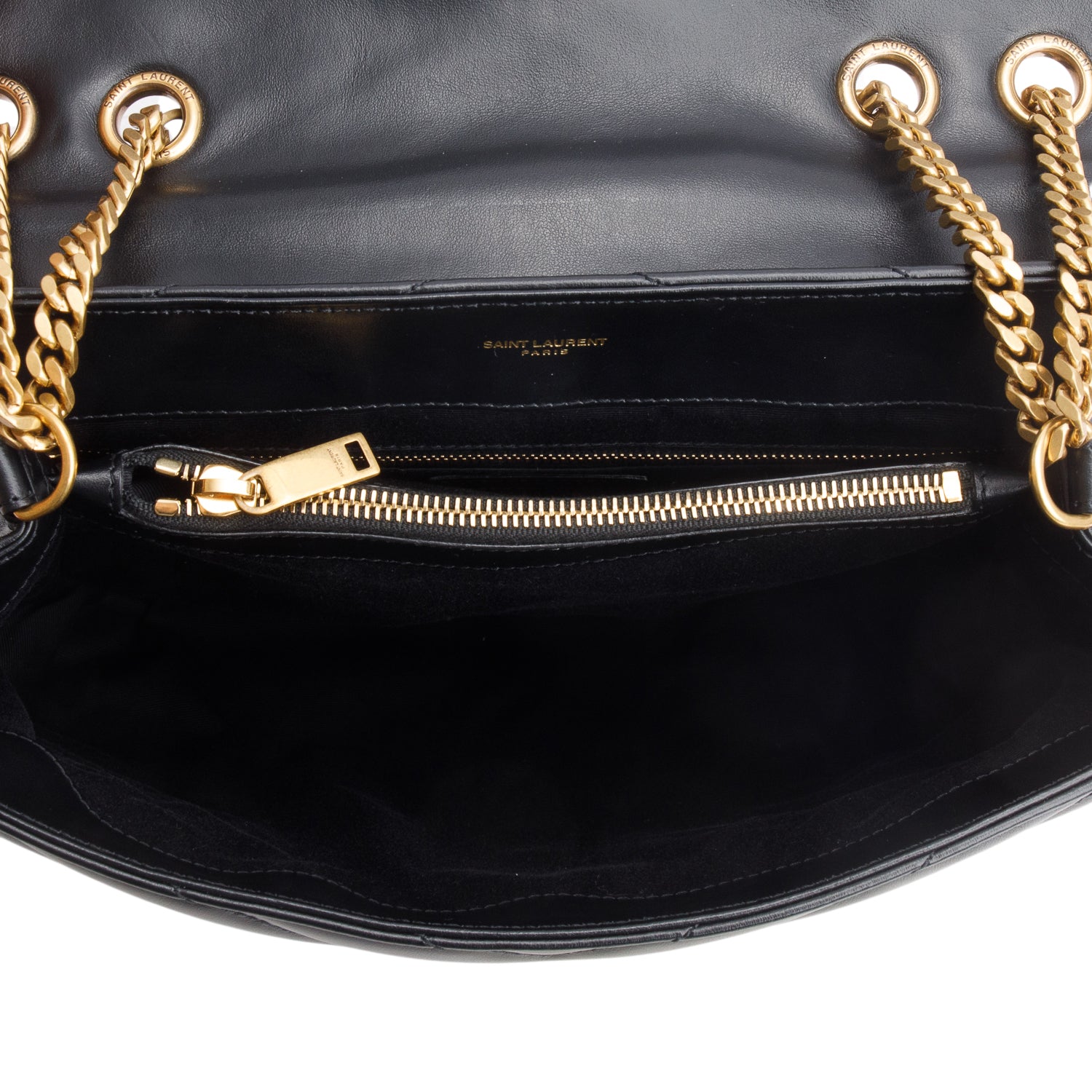Saint Laurent Black Calfskin Y Quilted Medium Loulou Chain Satchel