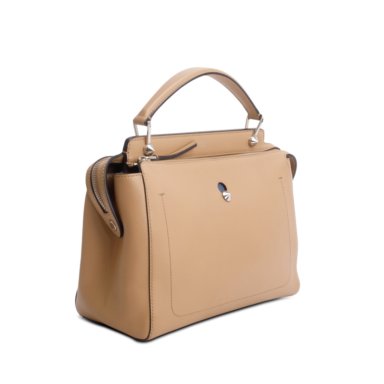 Fendi Brown Vitello Baltico Dolce DotCom Satchel w/ Strap