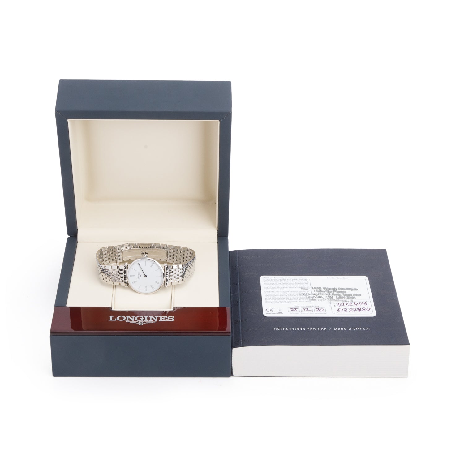 Longines Stainless Steel La Grande 29 MM Classique Watch White Dial w/ Box & Papers