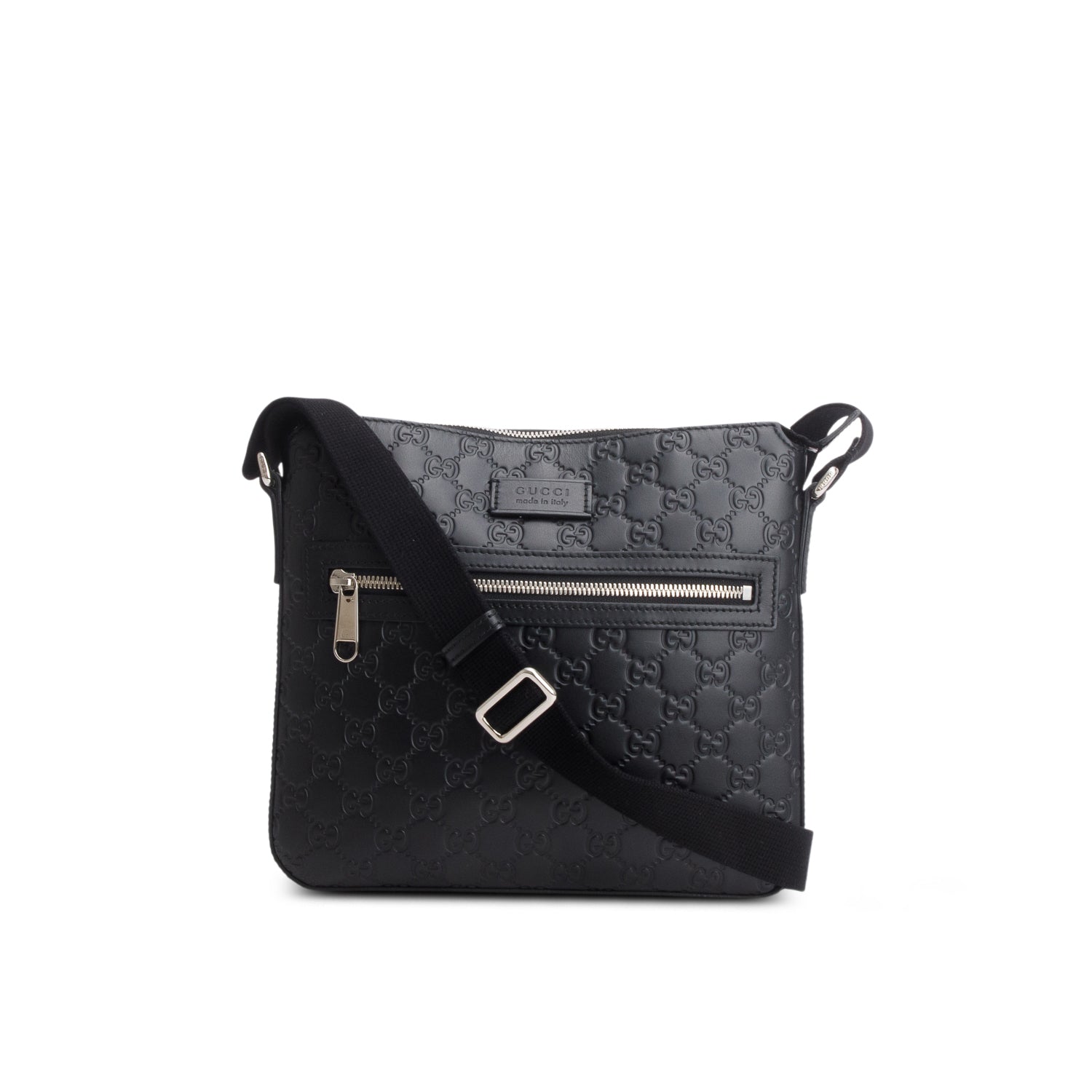 Gucci Black Signature Small Flat Messenger Bag