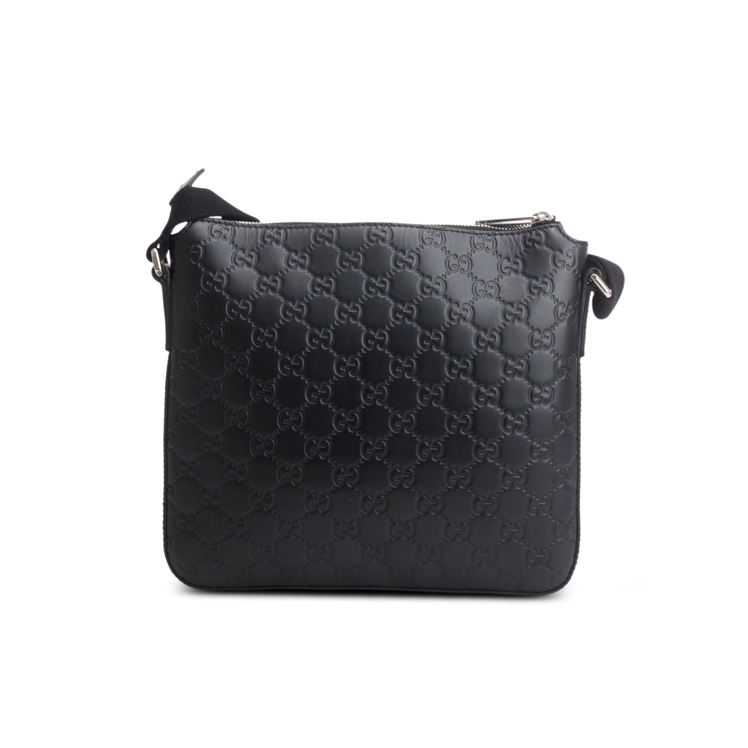 Gucci Black Signature Small Flat Messenger Bag